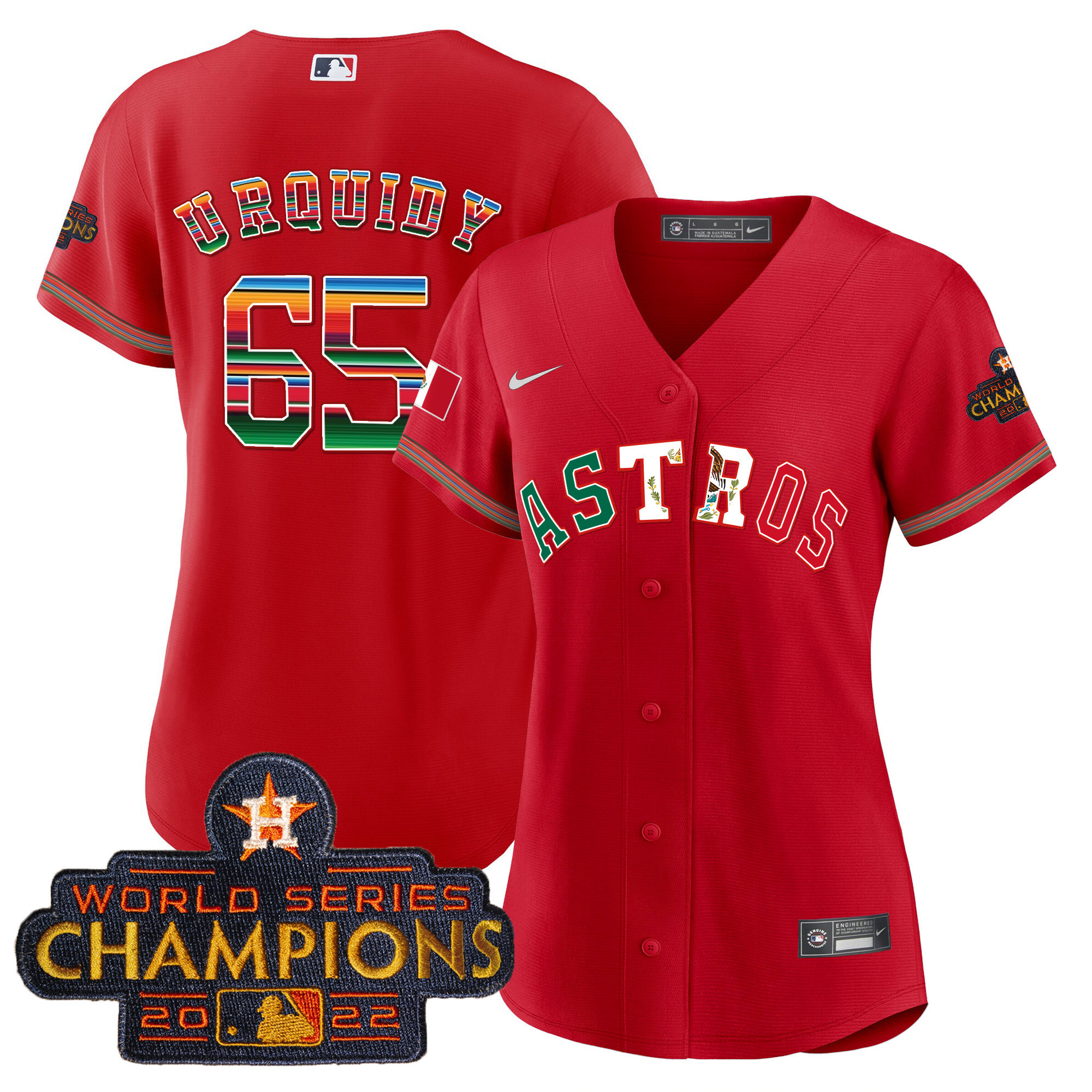 Jose Urquidy Women's Houston Astros Mexico Baseball Limited V3 Red Jersey - All Stitched