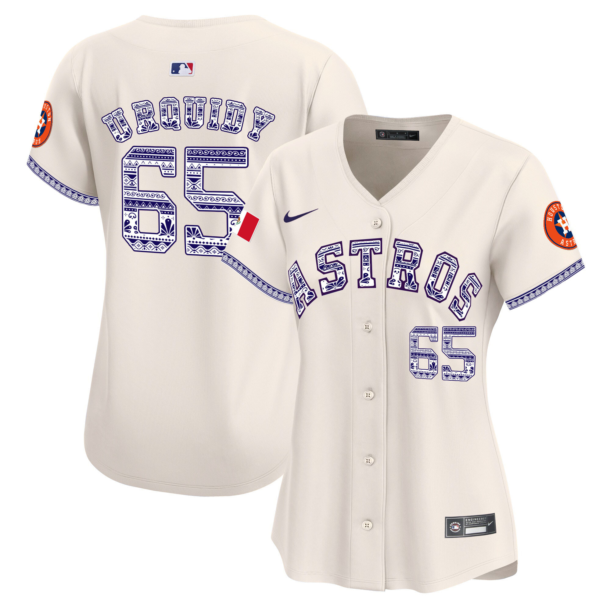 Jose Urquidy Women's Houston Astros Mexico Vapor Premier Limited V2 Cream Jersey - All Stitched