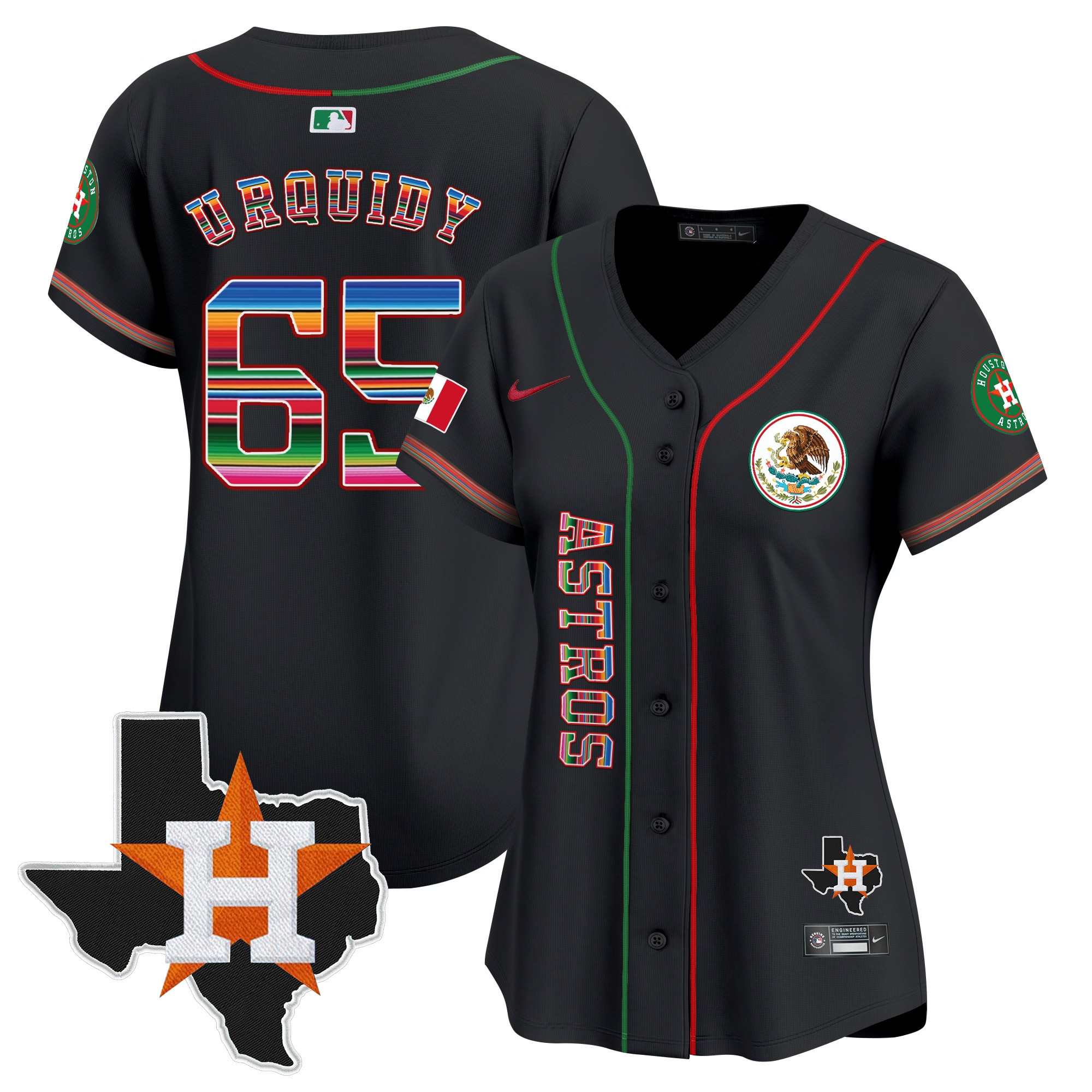 Jose Urquidy Women's Houston Astros Mexico Vapor Premier Limited V4 Black Jersey - All Stitched