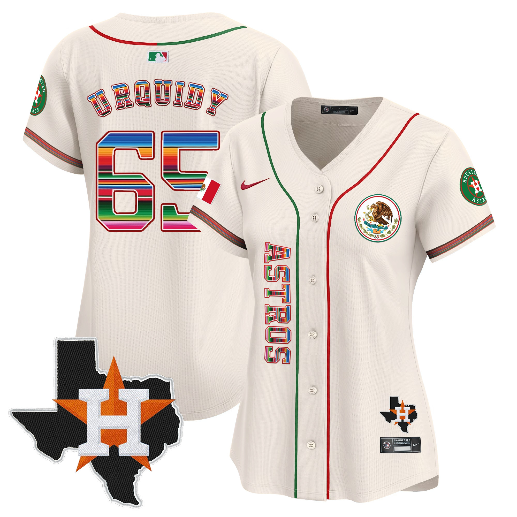 Jose Urquidy Women's Houston Astros Mexico Vapor Premier Limited V4 Cream Jersey - All Stitched