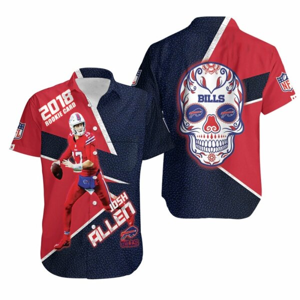 Josh Allen 2018 Rookie Card Lava Skull Buffalo Bills Red Black For Bills Fans Hawaiian Shirt