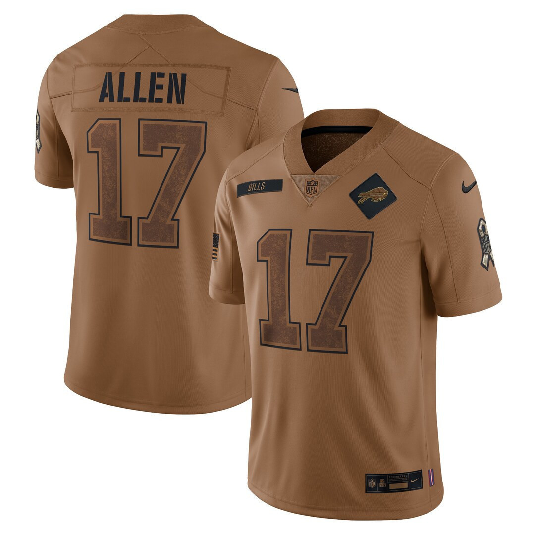 Josh Allen Buffalo Bills 2023 Salute To Service Limited - Brown Jersey - All Stitched 