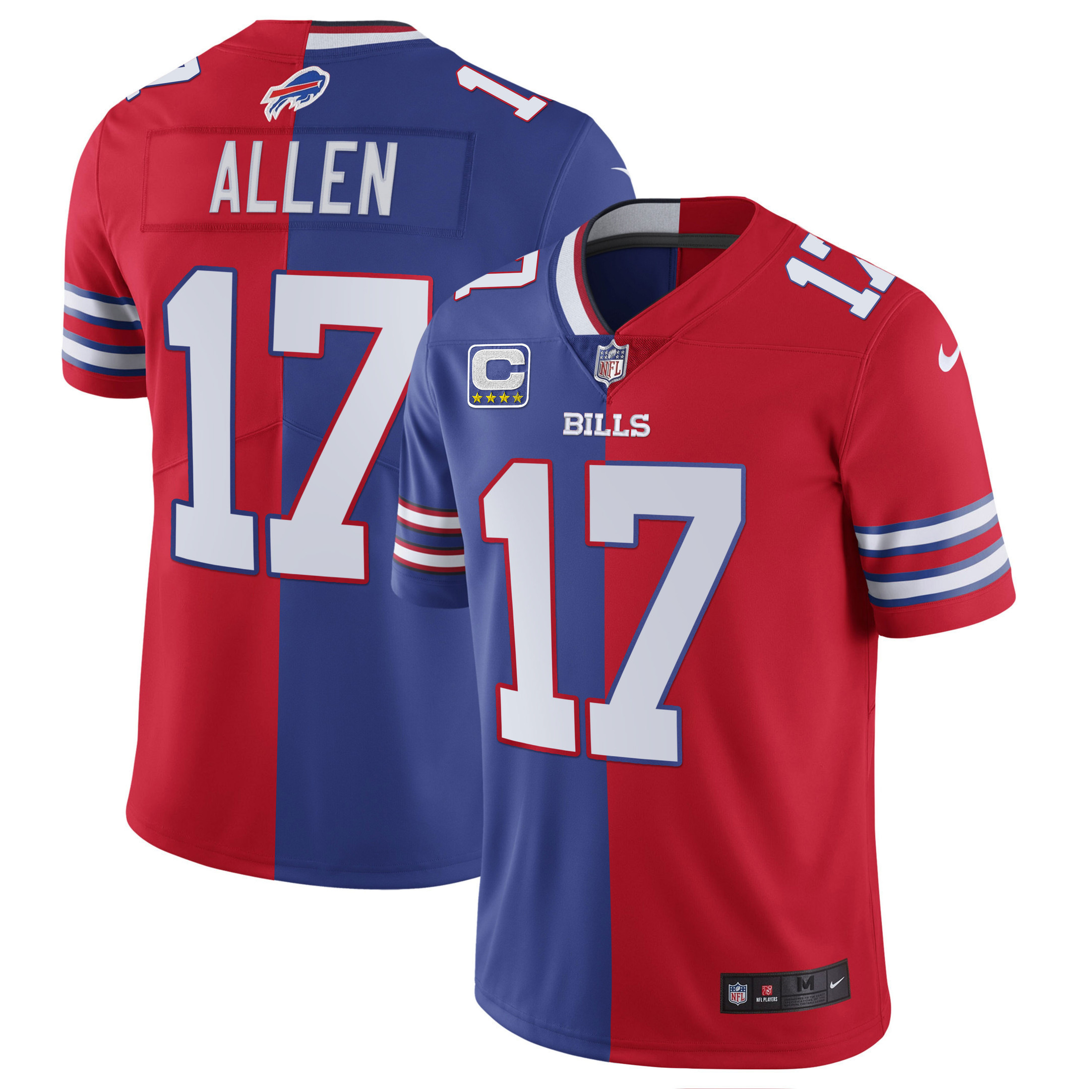 Josh Allen Buffalo Bills Split Split Royal Red Jersey - All Stitched 