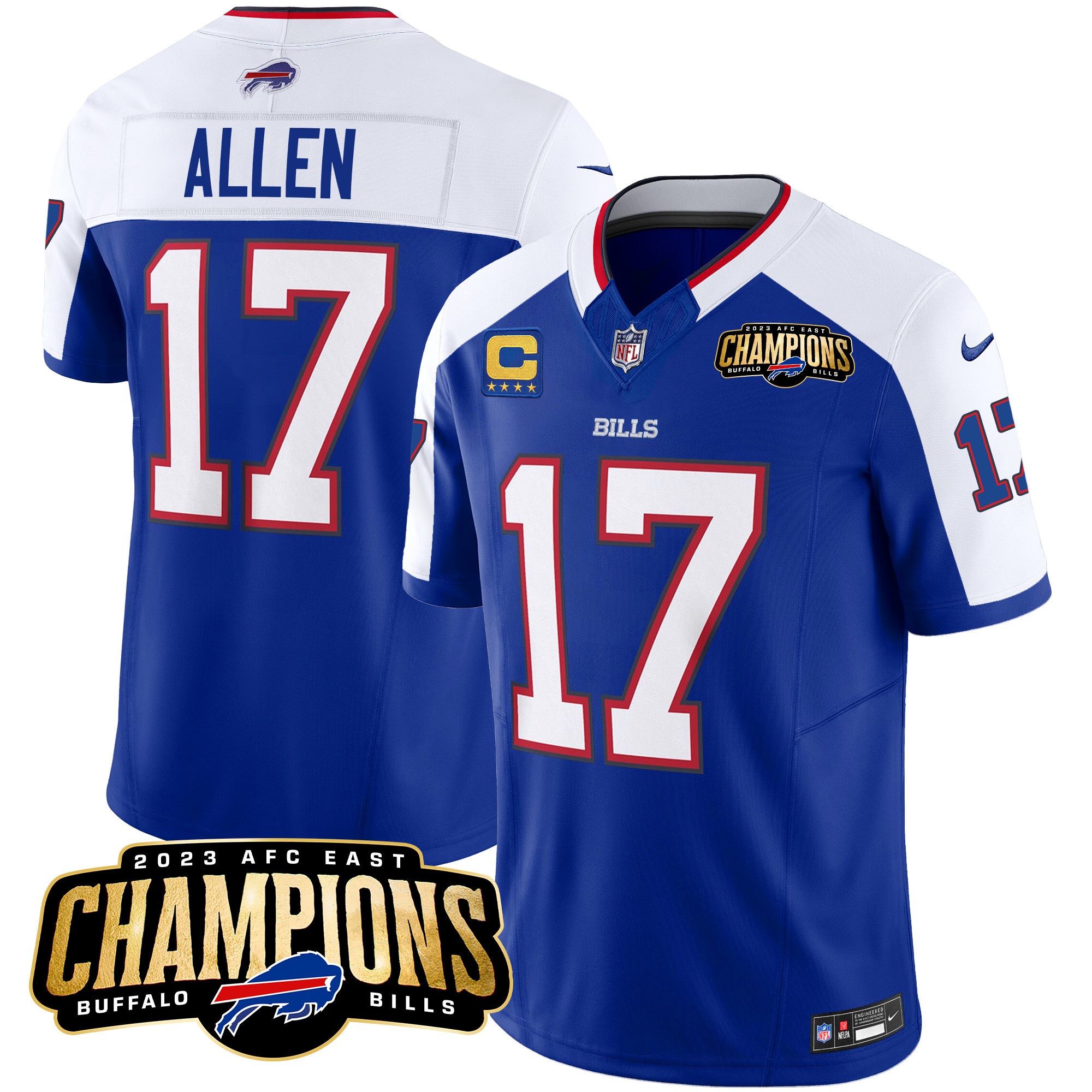 Josh Allen Men's Buffalo Bills 2023 AFC East Champions Patch Vapor Royal Alternate Jersey - All Stitched 