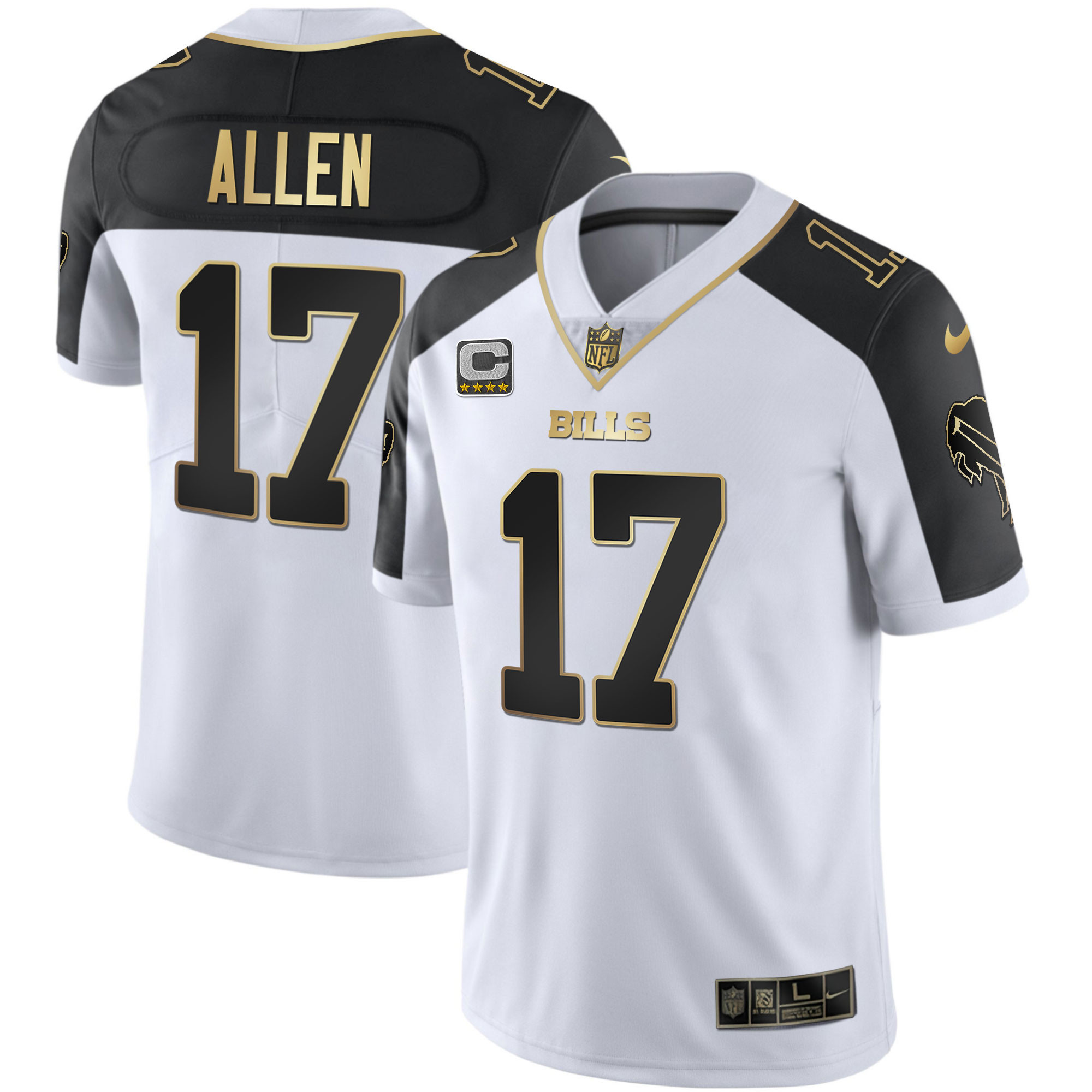 Josh Allen Men's Buffalo Bills Alternate Vapor Black Gold & Black Inverted Limited Black Inverted Jersey - All Stitched 