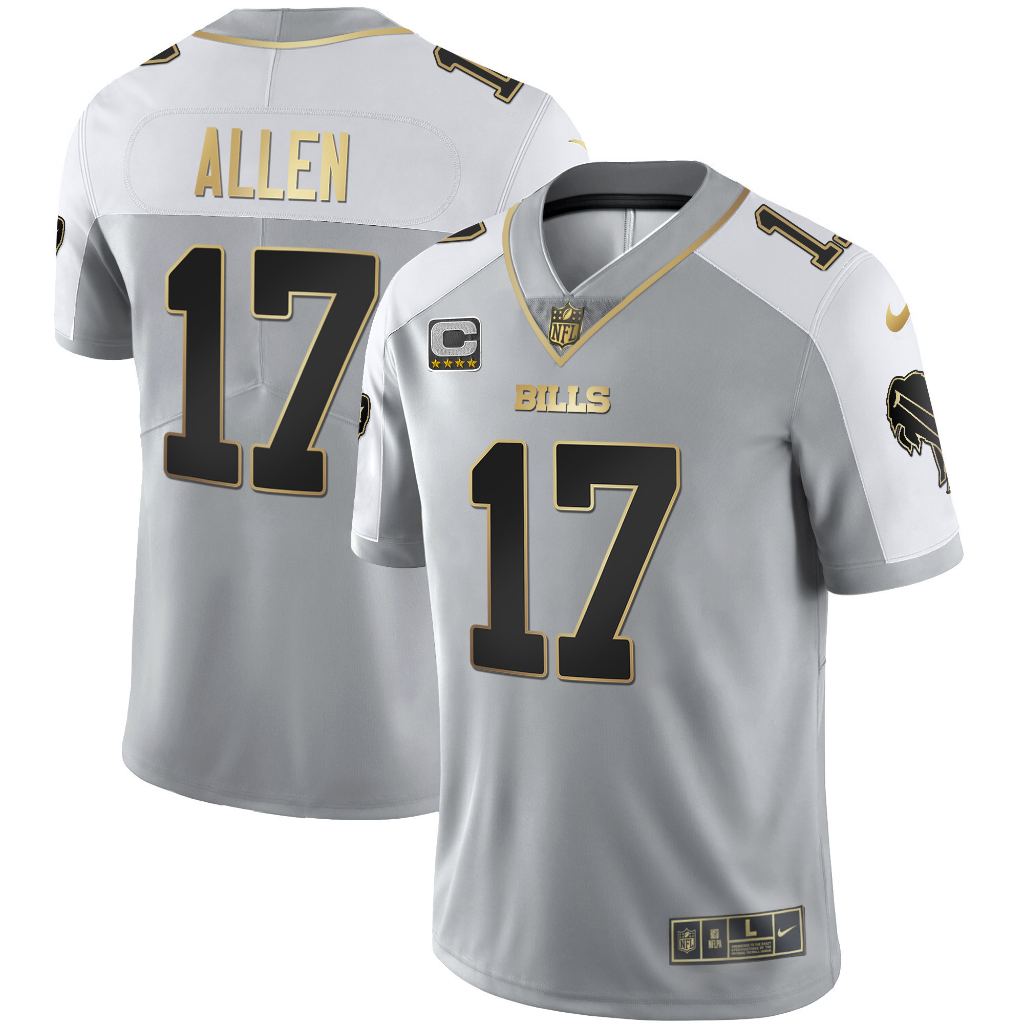 Josh Allen Men's Buffalo Bills Alternate Vapor Black Gold & Black Inverted Limited Gray Gold Jersey - All Stitched 