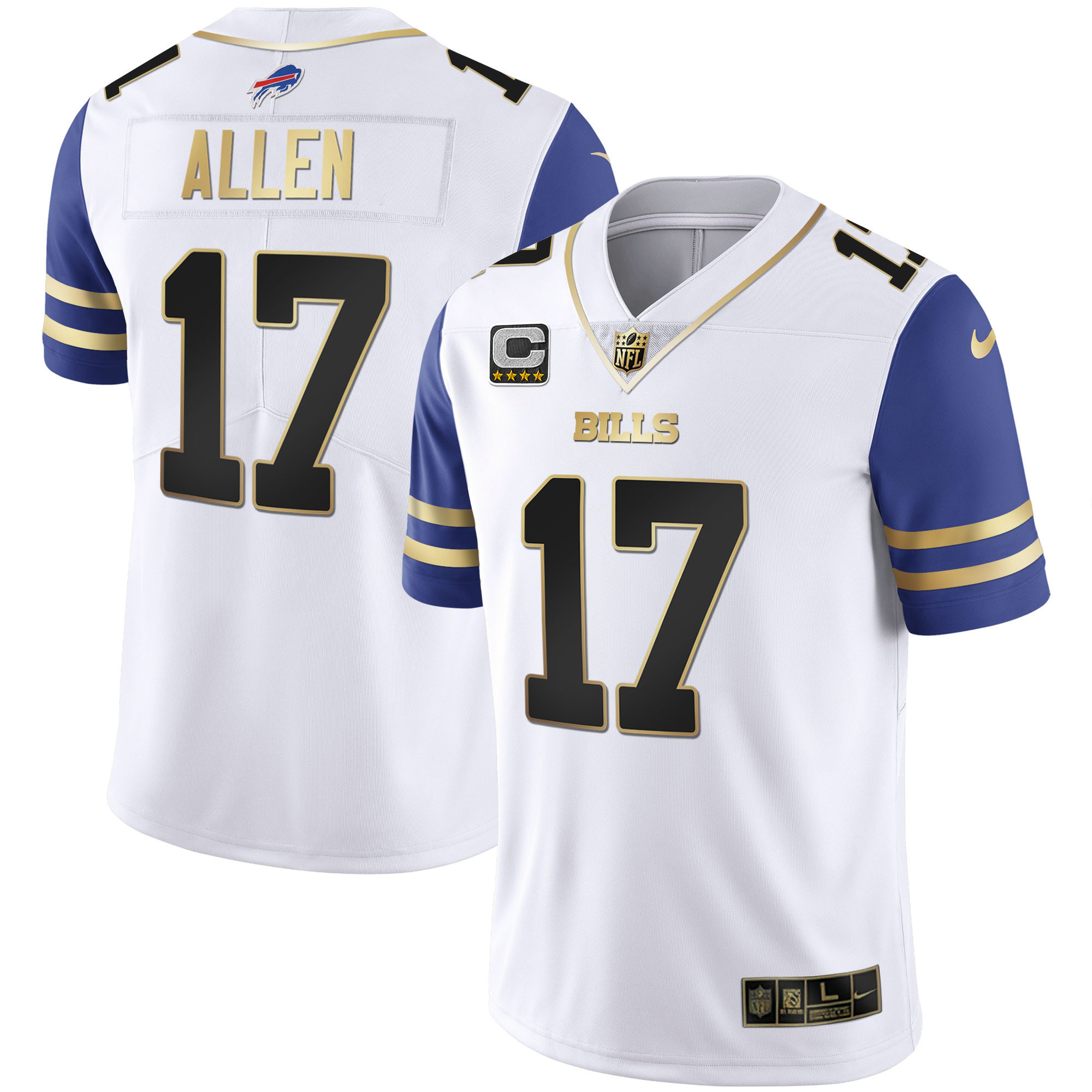 Josh Allen Men's Buffalo Bills Alternate Vapor Black Gold & Black Inverted Limited Royal Sleeves Jersey - All Stitched 