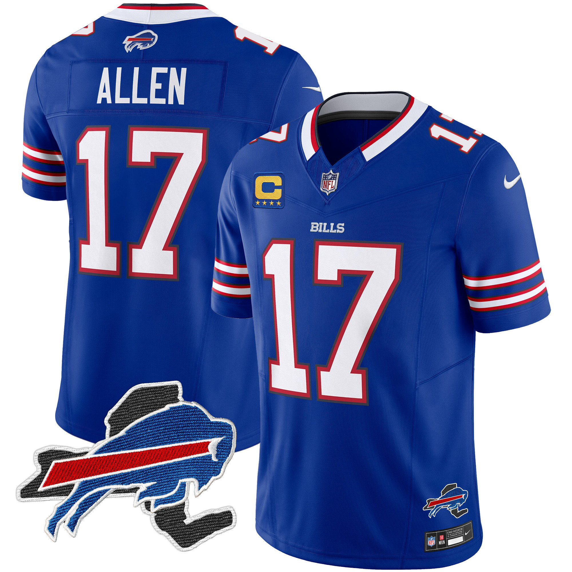 Josh Allen Men's Buffalo Bills New York Patch Vapor Limited Royal Jersey - All Stitched 