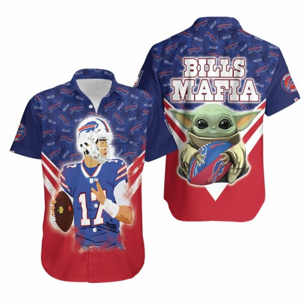 Josh Allen Painting Buffalo Bills Baby Yoda Blue For Bills Fans Hawaiian Shirt