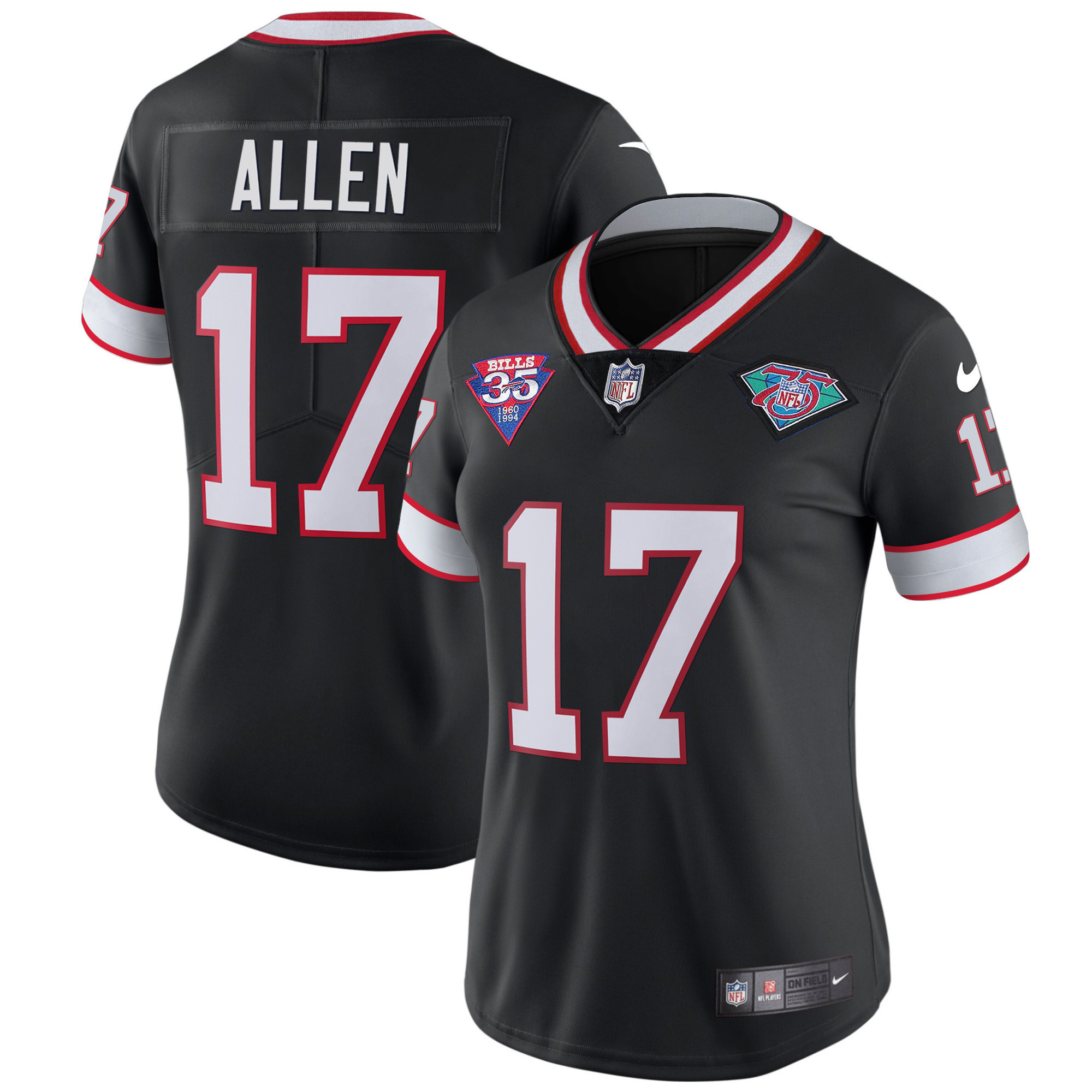 Josh Allen Women's Buffalo Bills 1994 Throwback Vapor Black Jersey - All Stitched 