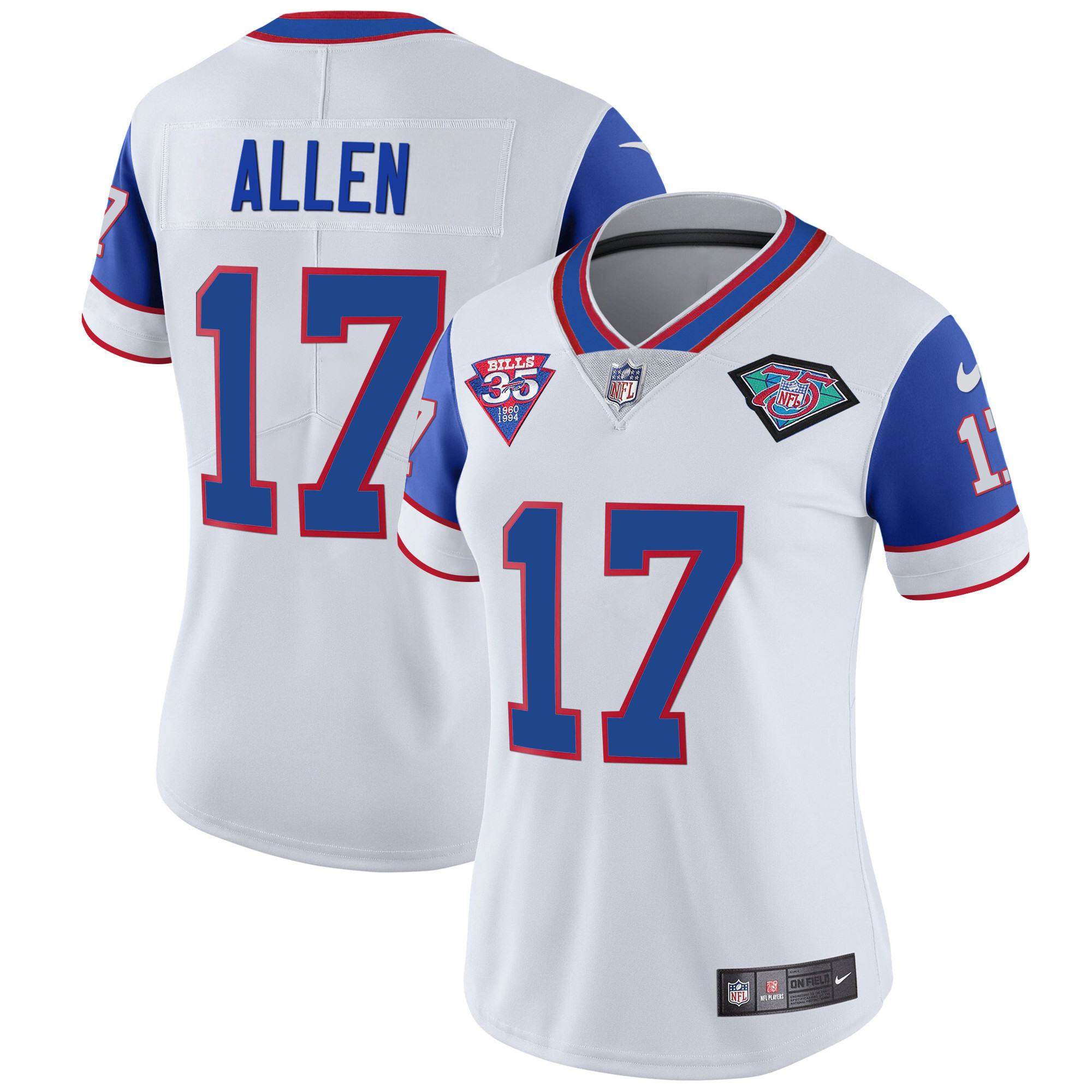 Josh Allen Women's Buffalo Bills 1994 Throwback Vapor Royal Sleeves Jersey - All Stitched 