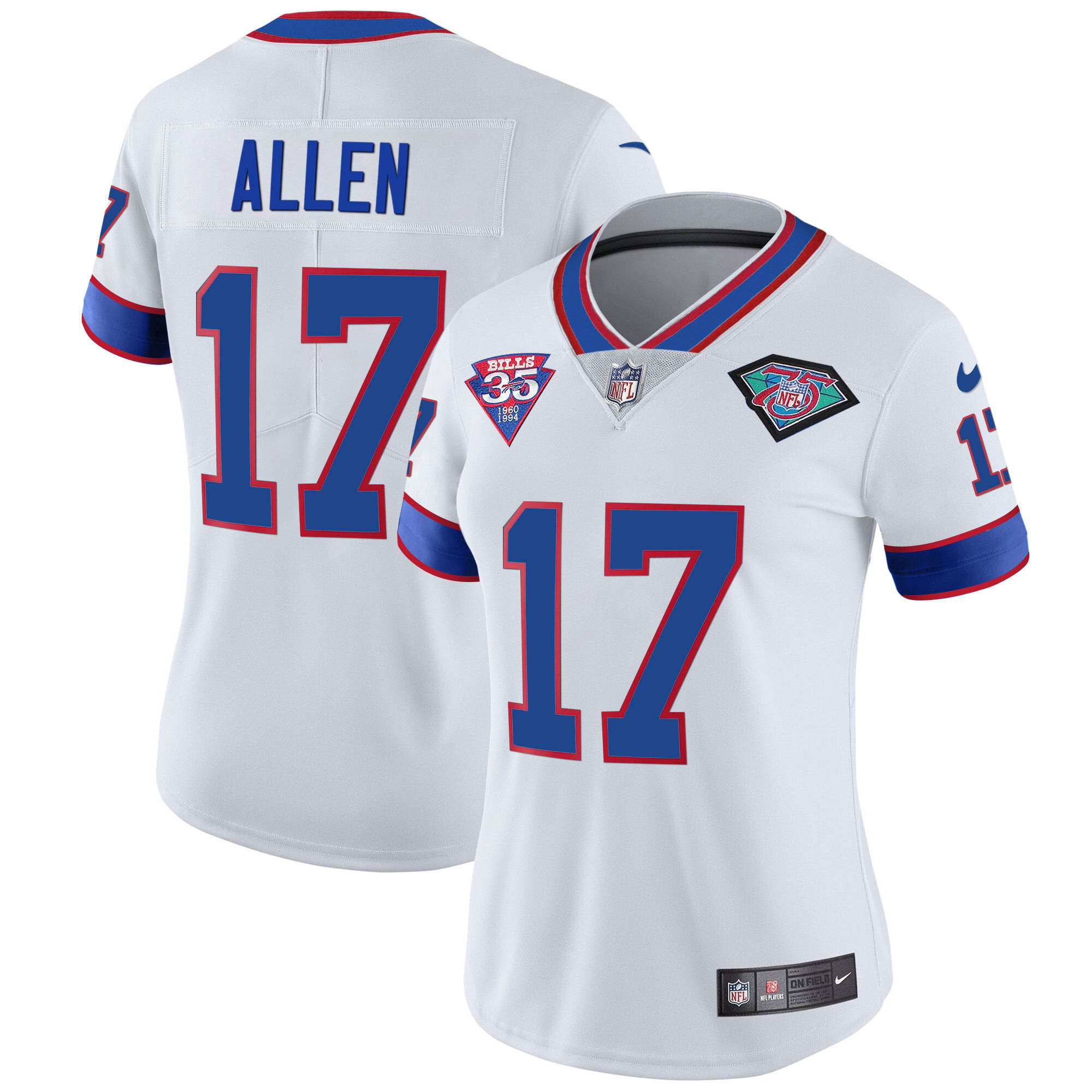 Josh Allen Women's Buffalo Bills 1994 Throwback Vapor White Jersey - All Stitched 