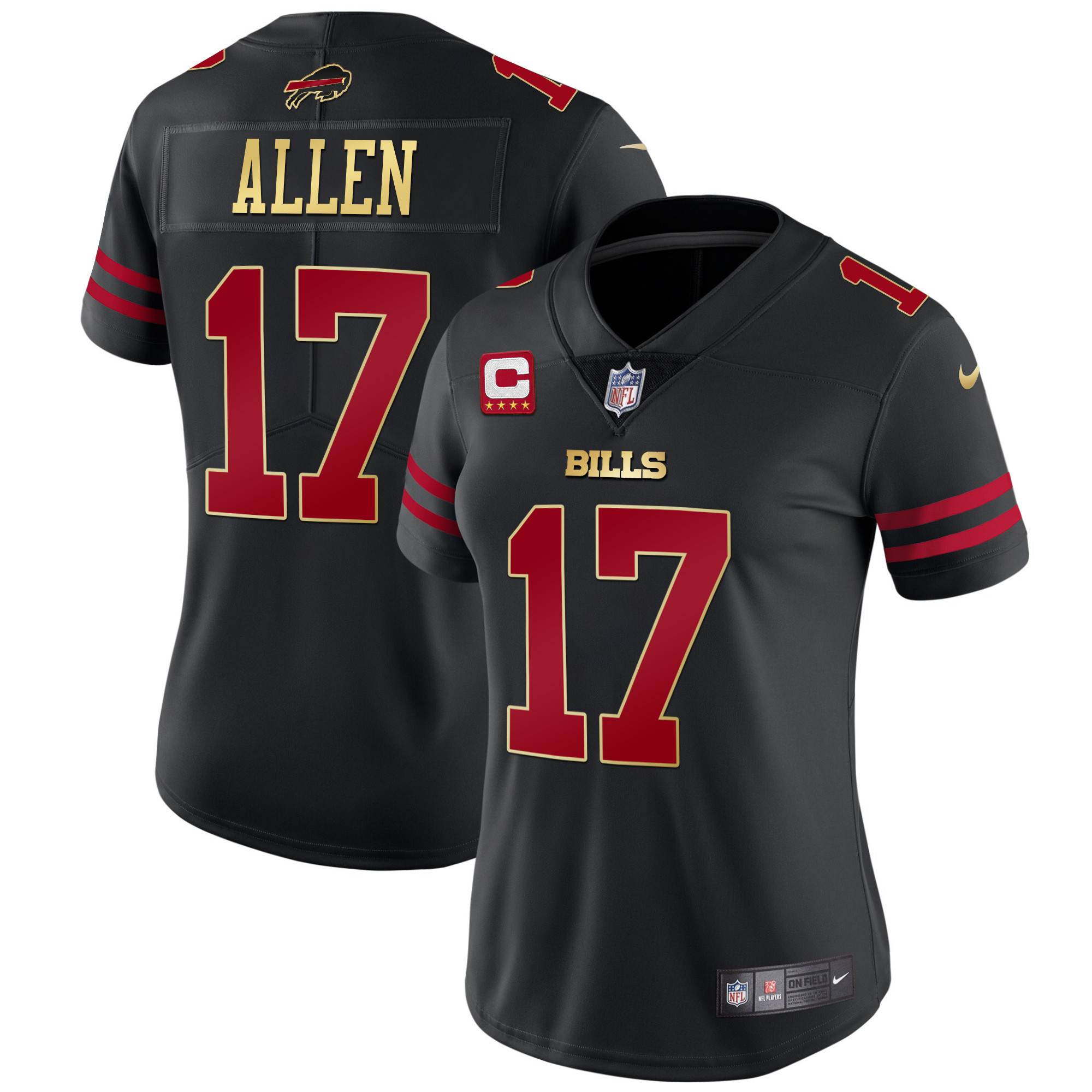 Josh Allen Women's Buffalo Bills Black Red Vapor Black Red Jersey - All Stitched 