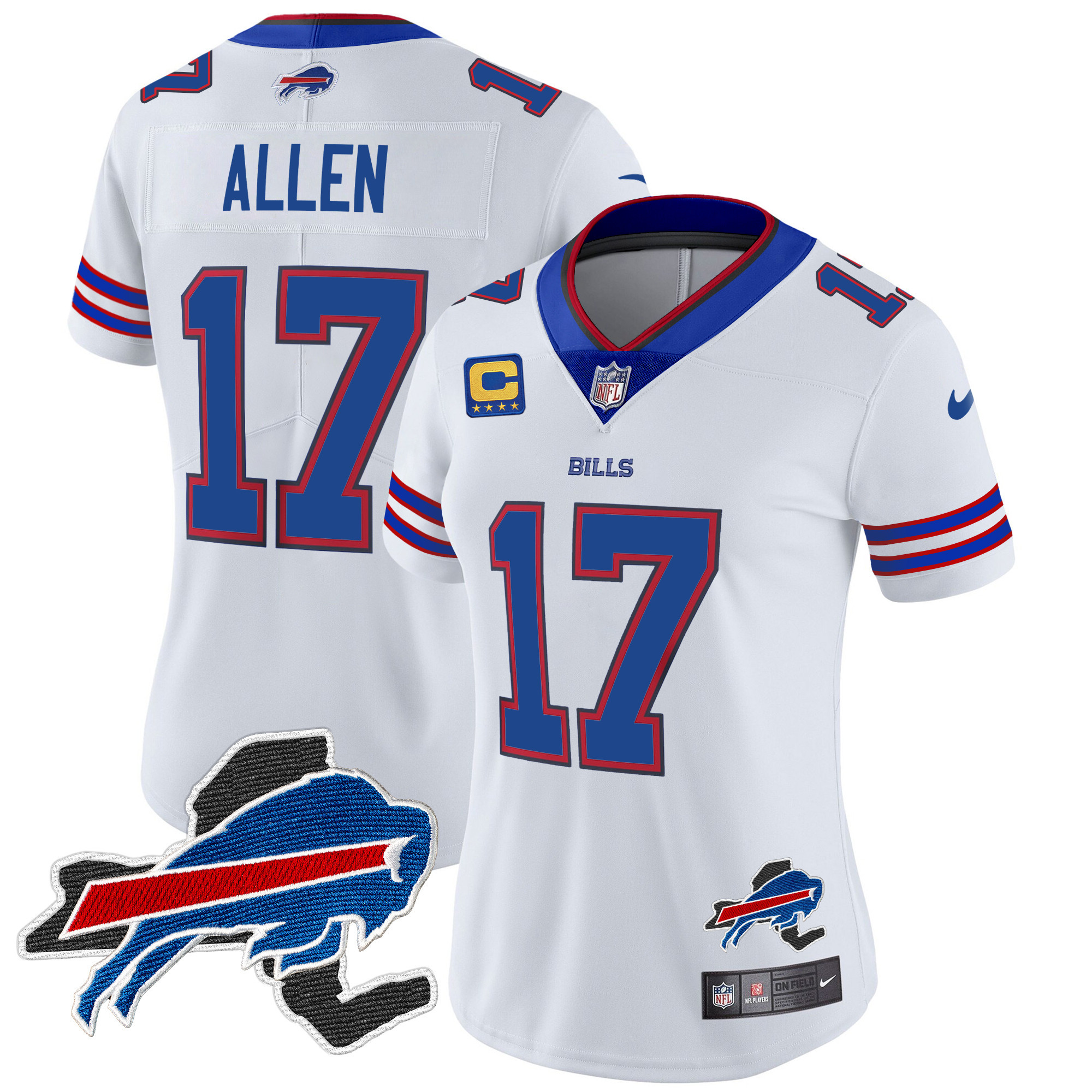 Josh Allen Women's Buffalo Bills New York Patch Vapor Limited White Jersey - All Stitched 