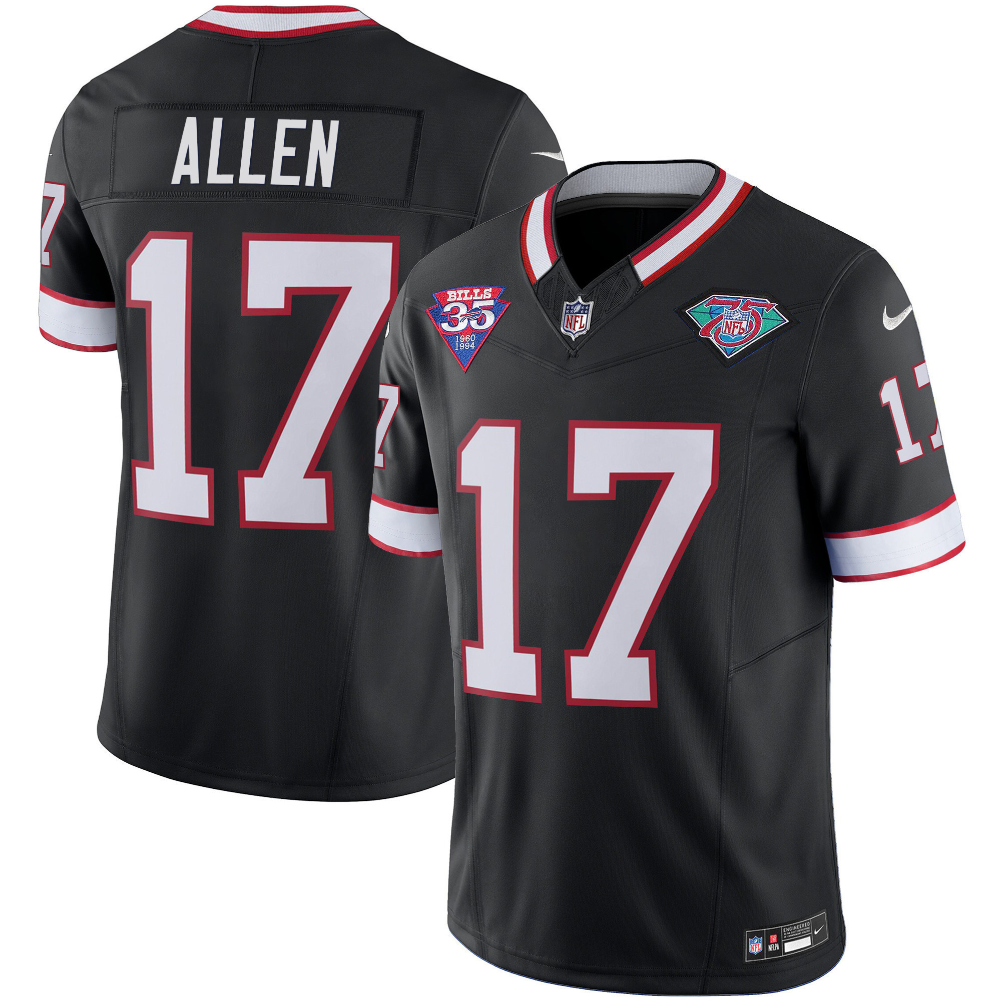 Josh Allen Youth's Buffalo Bills 1994 Throwback Vapor Black Jersey - All Stitched 