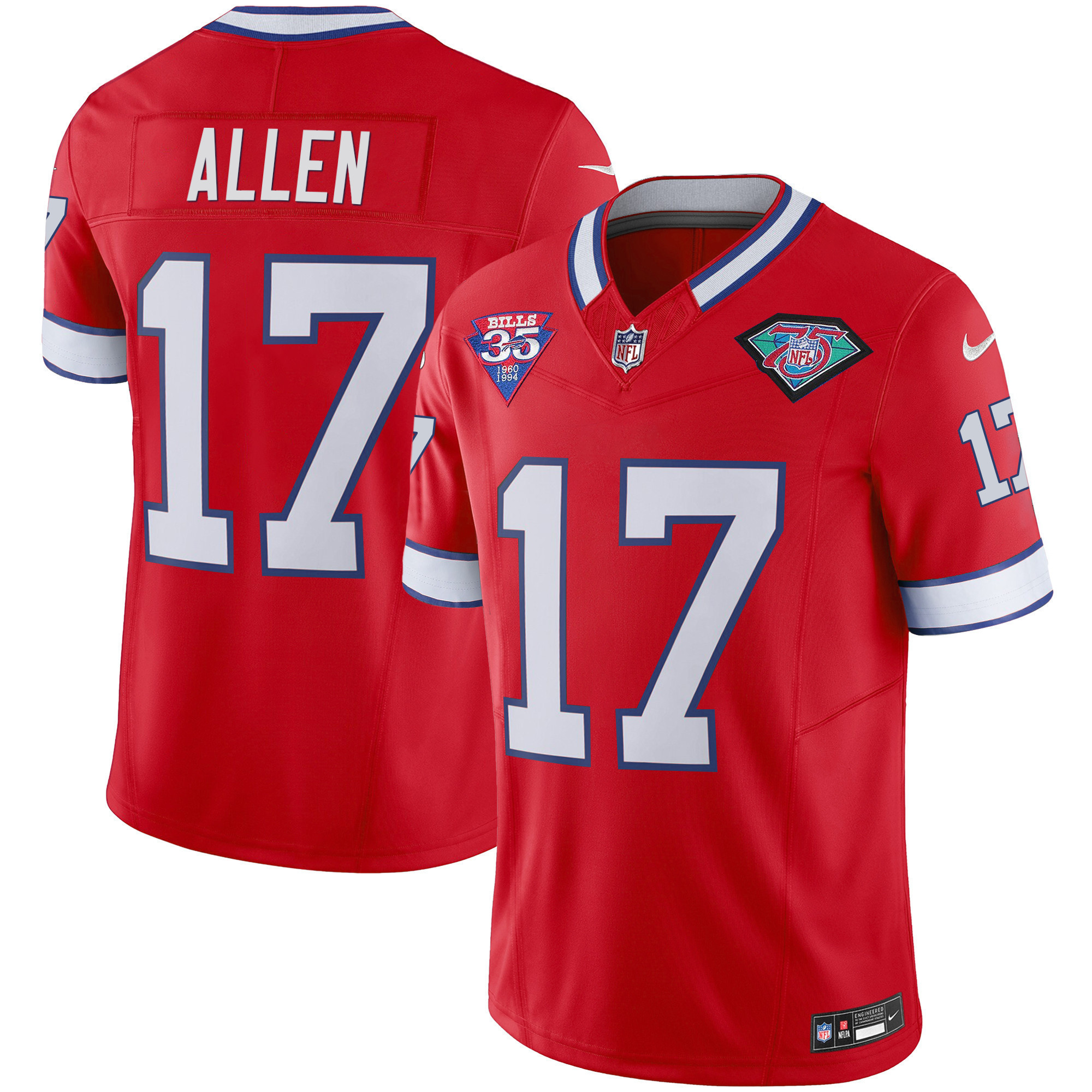 Josh Allen Youth's Buffalo Bills 1994 Throwback Vapor Red Jersey - All Stitched 