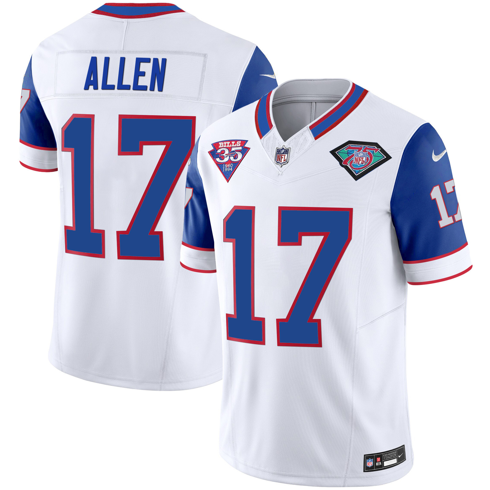 Josh Allen Youth's Buffalo Bills 1994 Throwback Vapor Royal Sleeves Jersey - All Stitched 