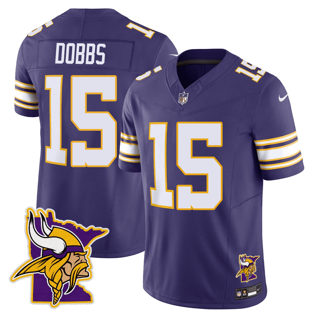 Josh Dobbs Men's Minnesota Vikings Minnesota Map Patch Limited Purple Jersey - All Stitched