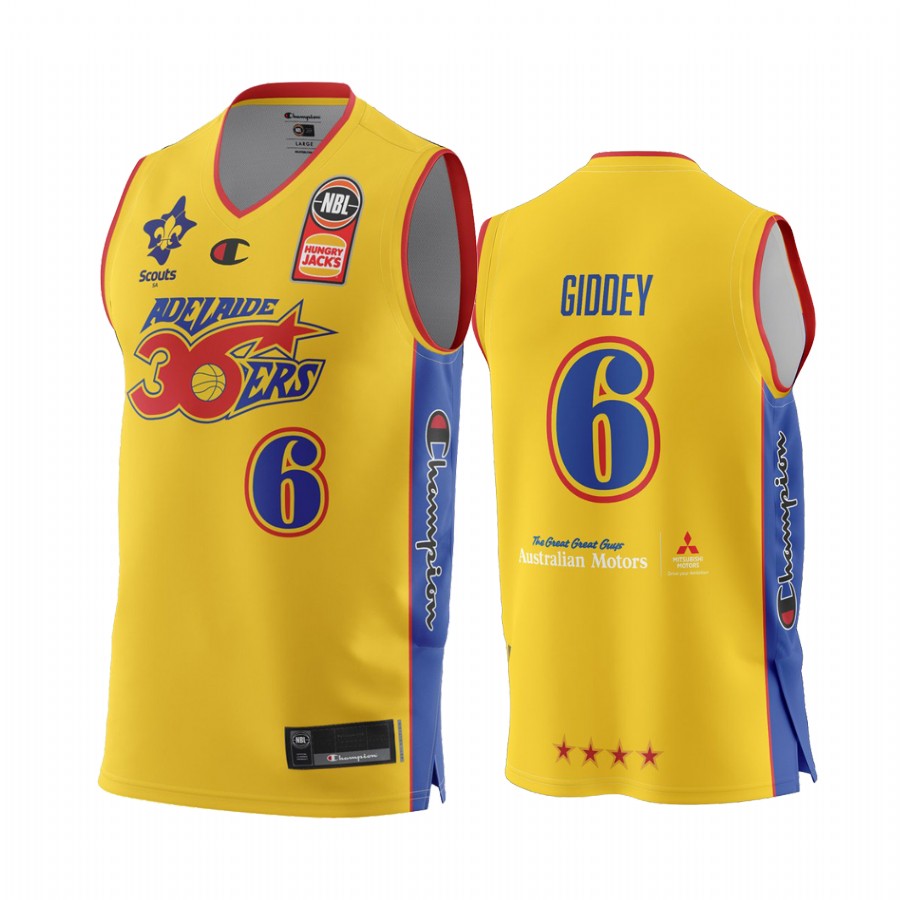 Josh Giddey 2021 NBA Draft OKC Thunder NBL Adelaide 36ers Jersey Yellow
