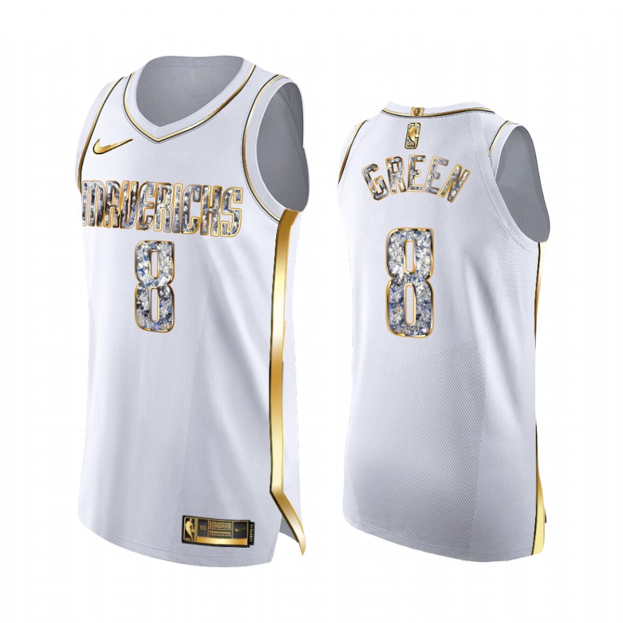 Josh Green Mavericks #8 2022 NBA Playoffs Jersey White Diamond Edition