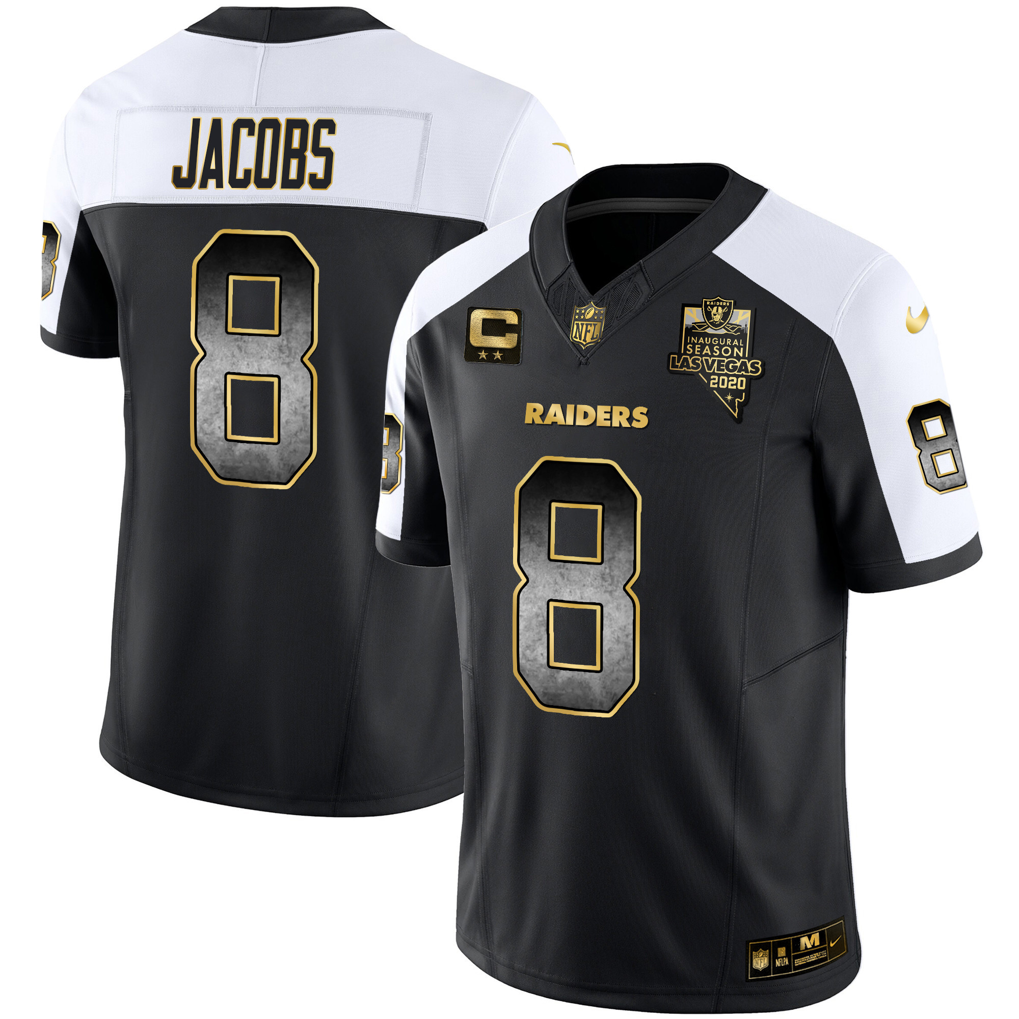 Josh Jacobs Men's Las Vegas Raiders Gold Arch Smoke Vapor Alternate Jersey - All Stitched 