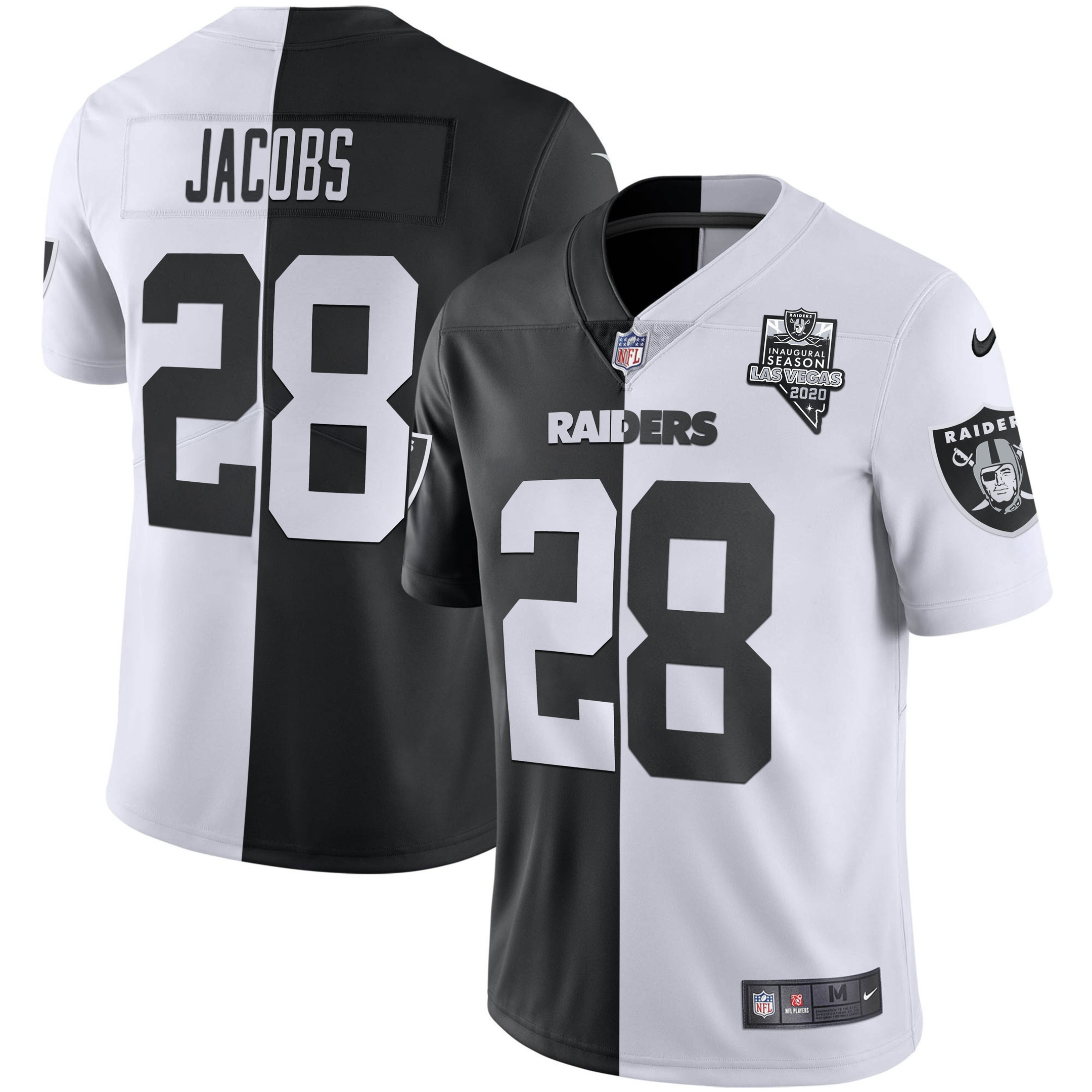 Josh Jacobs Men's Las Vegas Raiders Inaugural Season Patch Gold & Split Split Jersey - All Stitched 