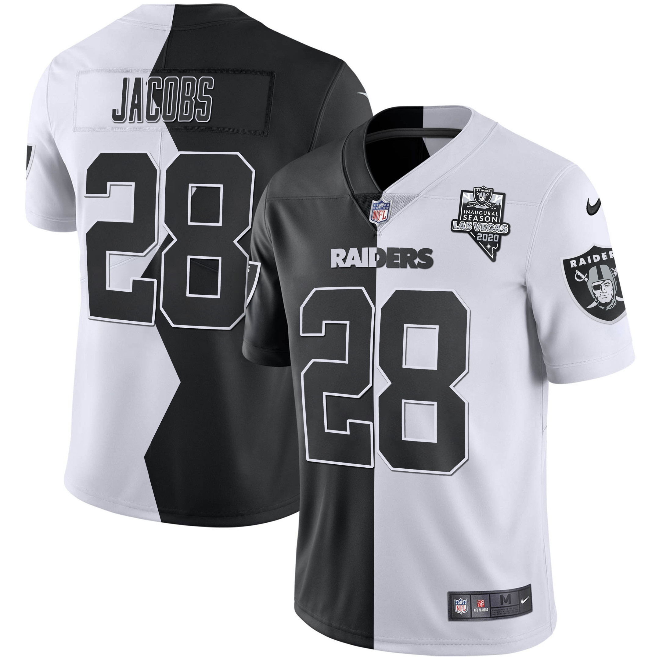 Josh Jacobs Men's Las Vegas Raiders Inaugural Season Patch Zigzag Split Zigzag Split Jersey - All Stitched 