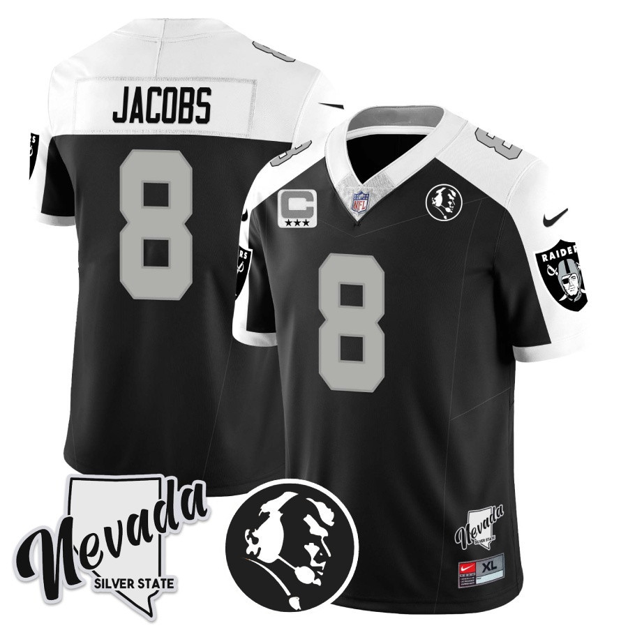 Josh Jacobs Men's Las Vegas Raiders John Madden Honoring & Nevada Silver State Patch Vapor Alternate Jersey - All Stitched 