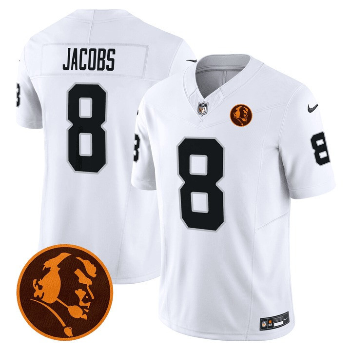 Josh Jacobs Men's Las Vegas Raiders John Madden Honoring Patch Vapor White Jersey - All Stitched 