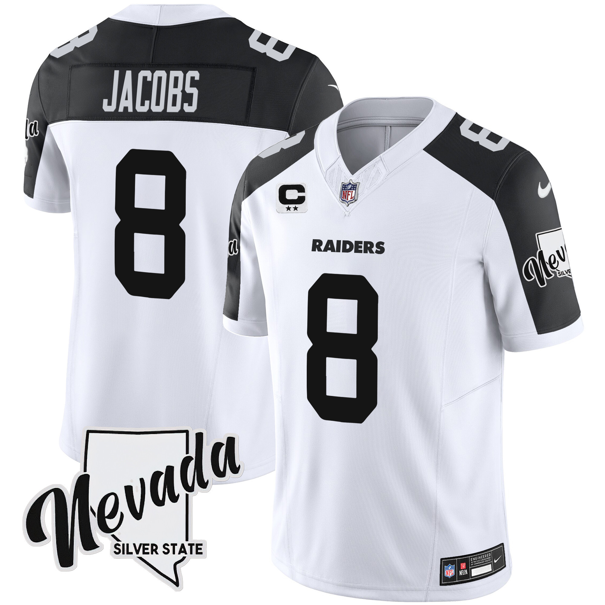 Josh Jacobs Men's Las Vegas Raiders Nevada Silver State Patch Vapor Inverted Jersey - All Stitched 