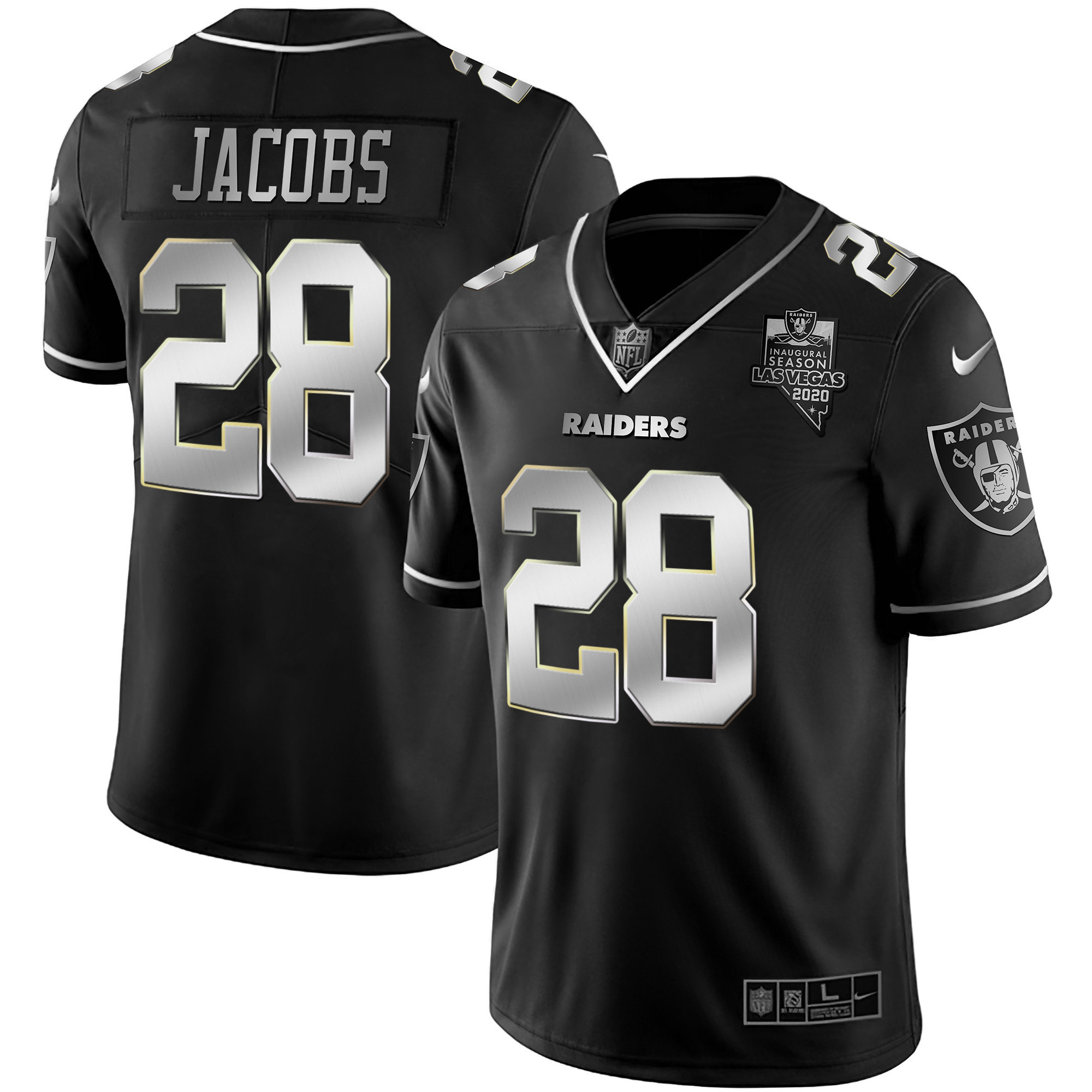 Josh Jacobs Men's Las Vegas Raiders Vapor Gold Silver Limited Jersey - All Stitched 