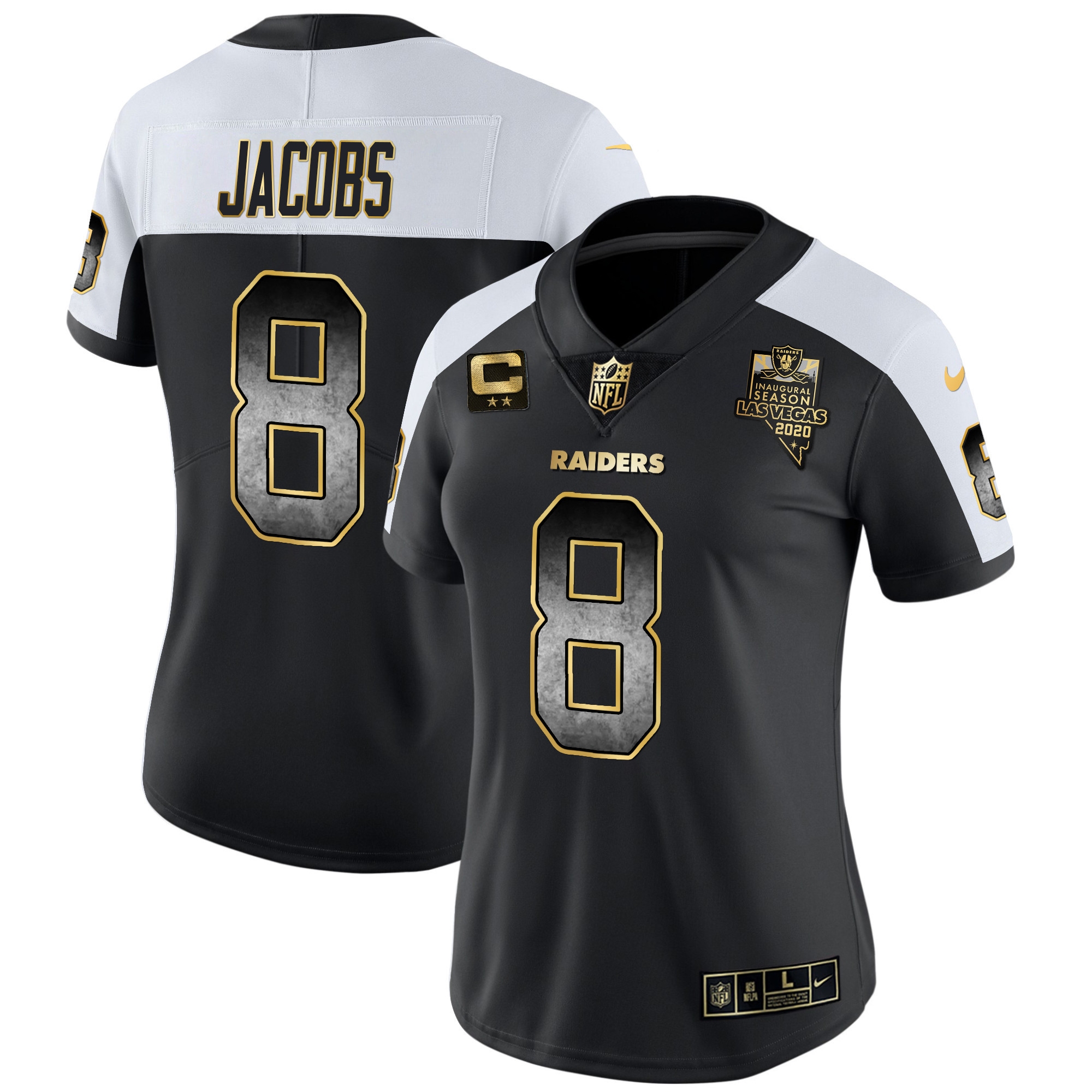 Josh Jacobs Women's Las Vegas Raiders Gold Arch Smoke Vapor Alternate Jersey - All Stitched 
