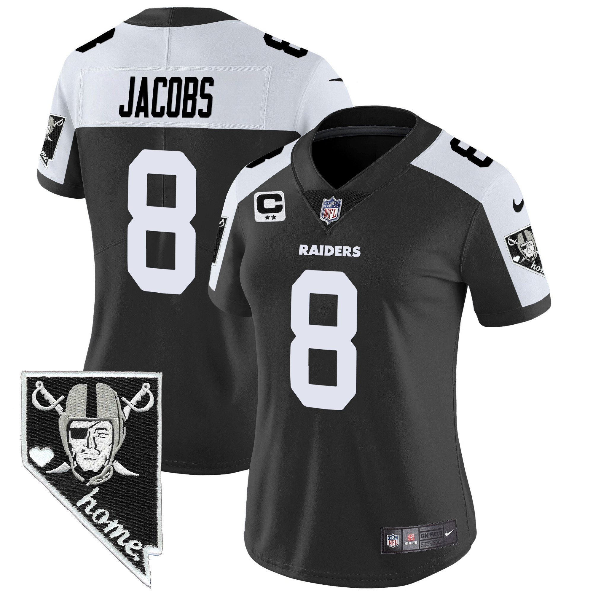 Josh Jacobs Women's Las Vegas Raiders Nevada Home Patch Vapor Black Alternate Jersey - All Stitched 