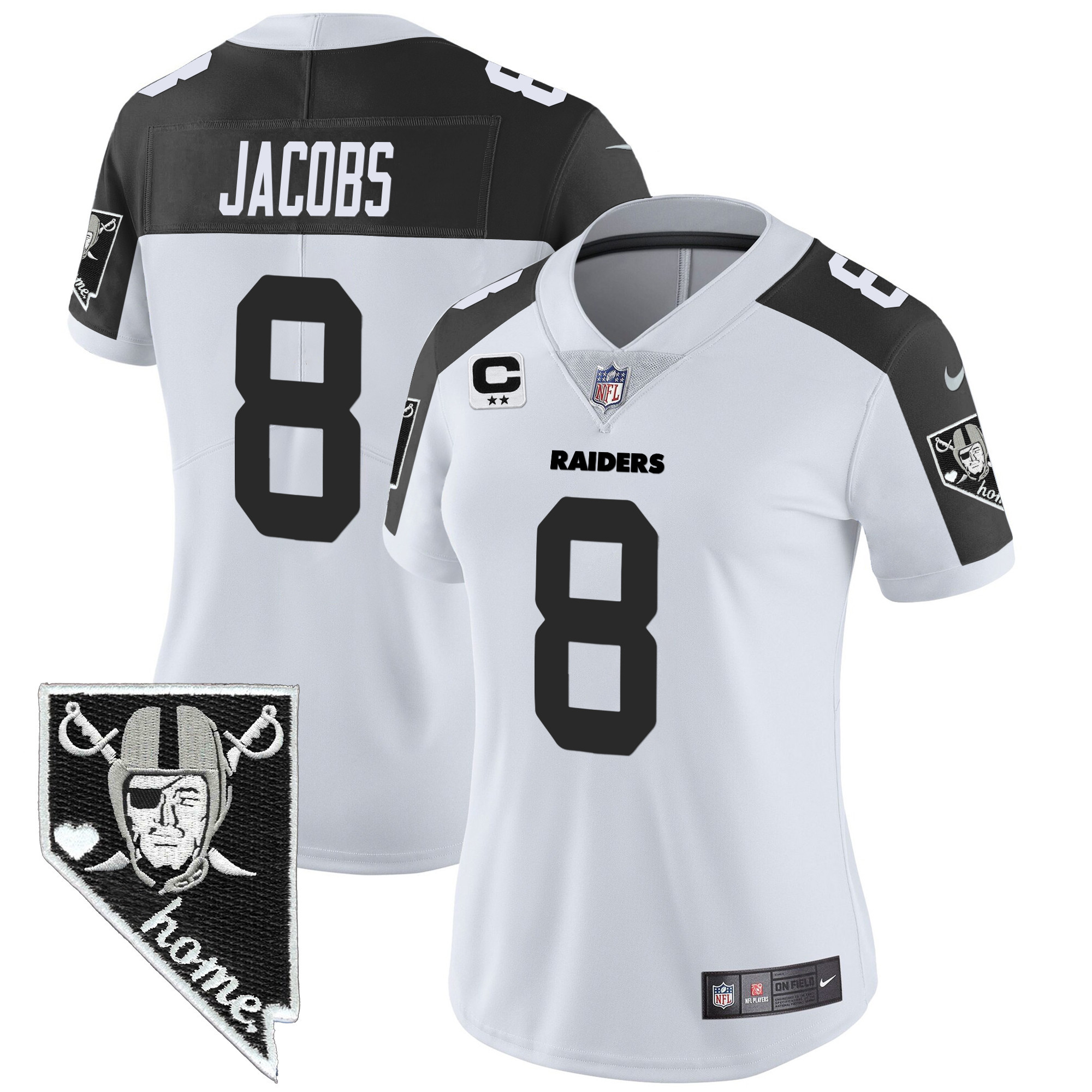 Josh Jacobs Women's Las Vegas Raiders Nevada Home Patch Vapor Inverted Jersey - All Stitched 