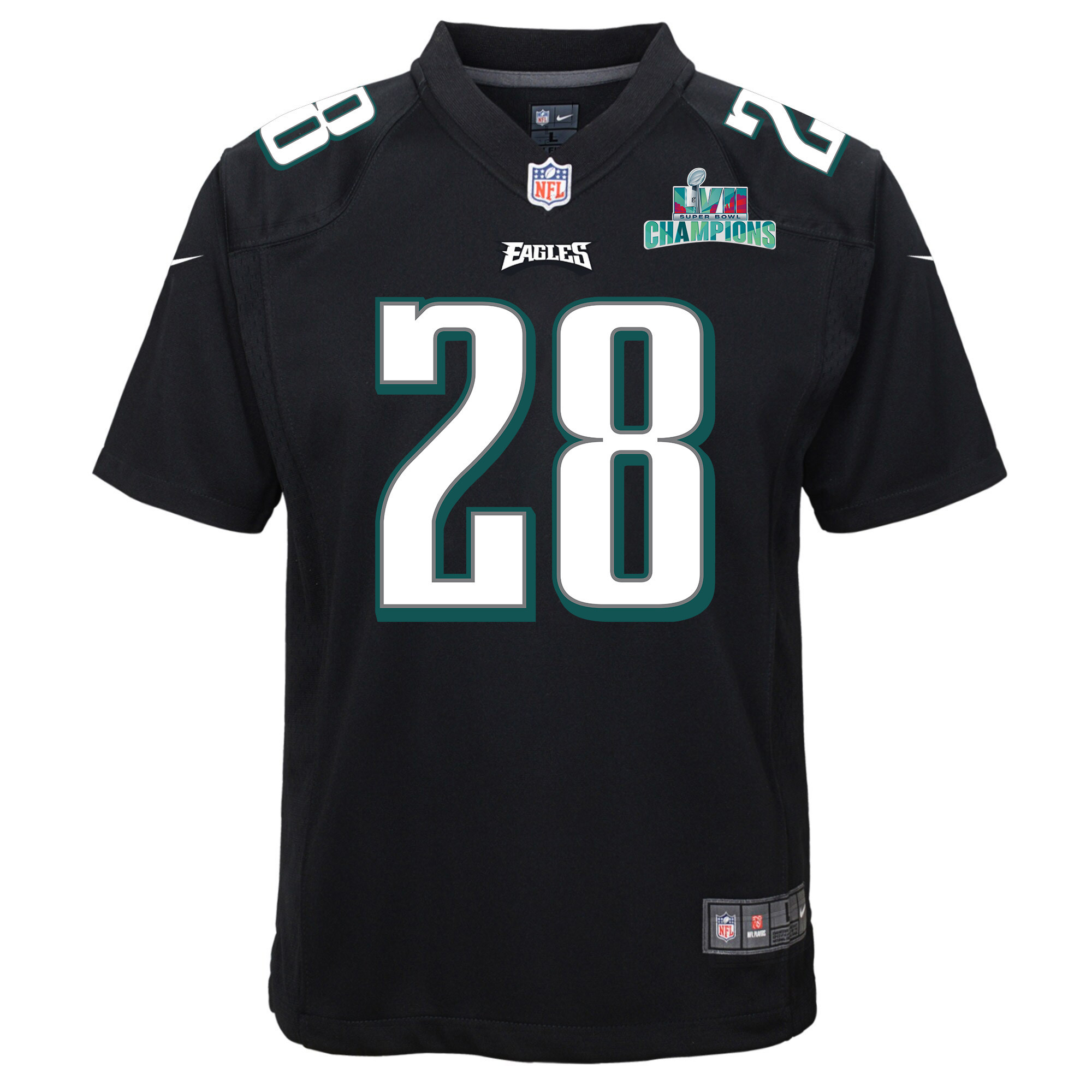 Josh Jobe 28 Philadelphia Eagles Super Bowl LVII Champions Youth Game Stitched Jersey – Black
