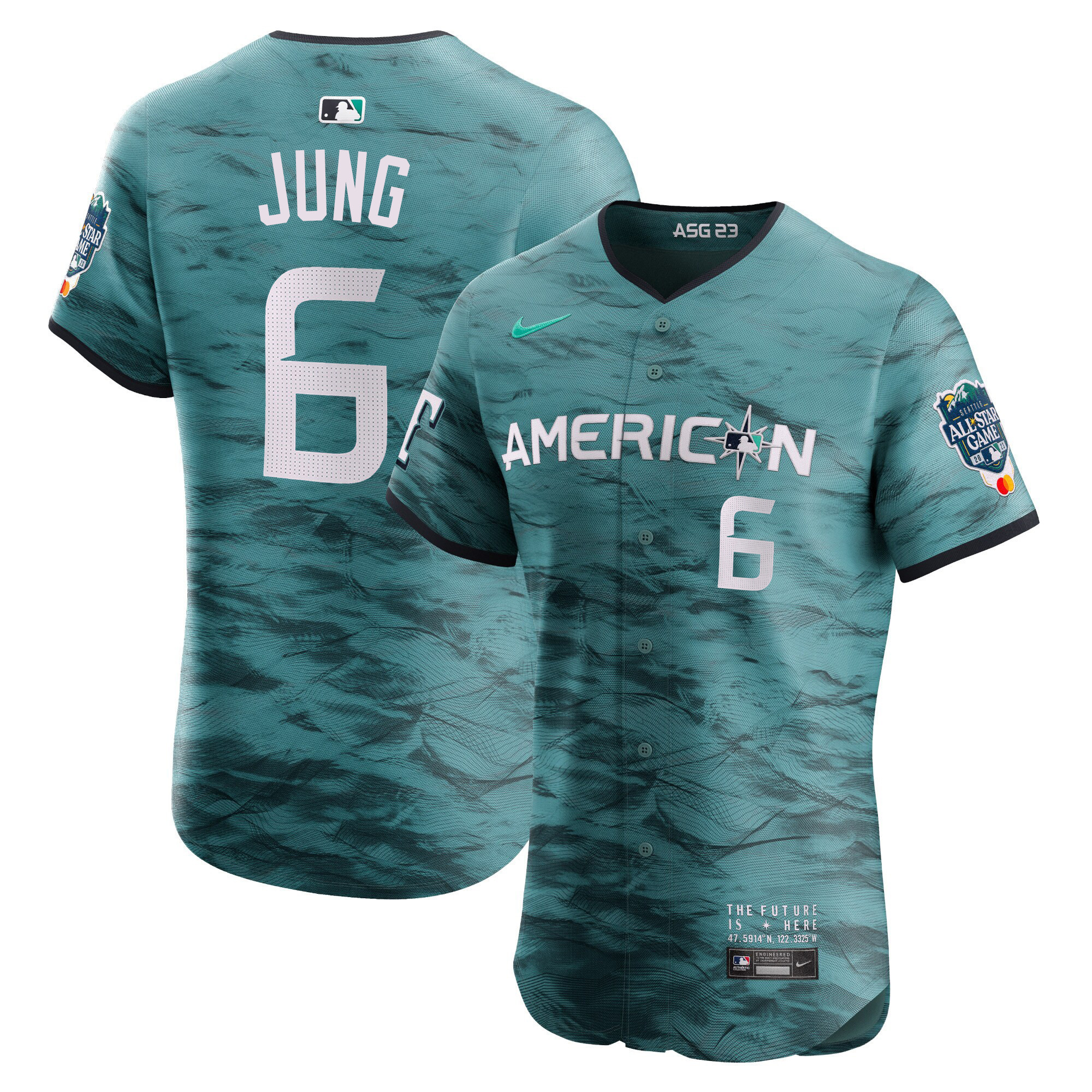 Josh Jung Men's Seattle Mariners American League 2023 All-Star Game Teal Flex Base Jersey - All Stitched