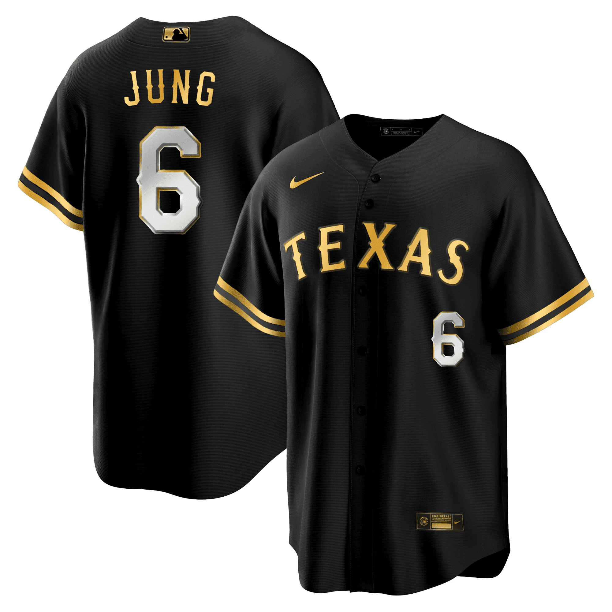 Josh Jung Men's Texas Rangers 2023 Gold Cool Black Jersey - All Stitched
