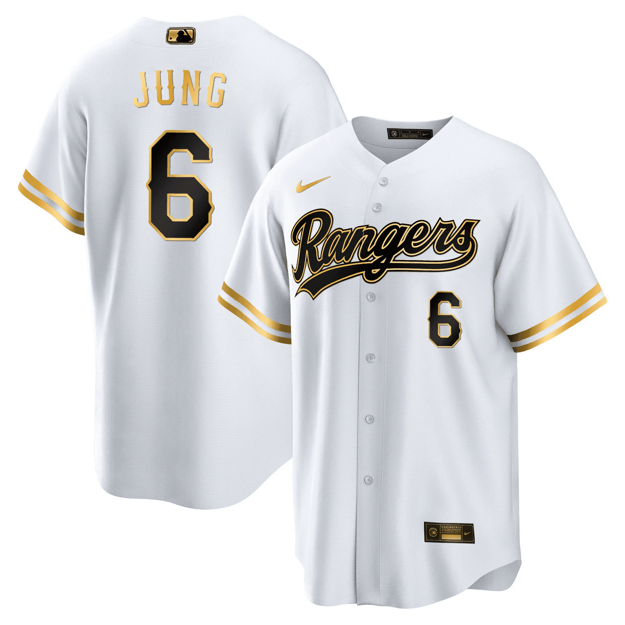 Josh Jung Men's Texas Rangers 2023 Gold Cool White Jersey - All Stitched