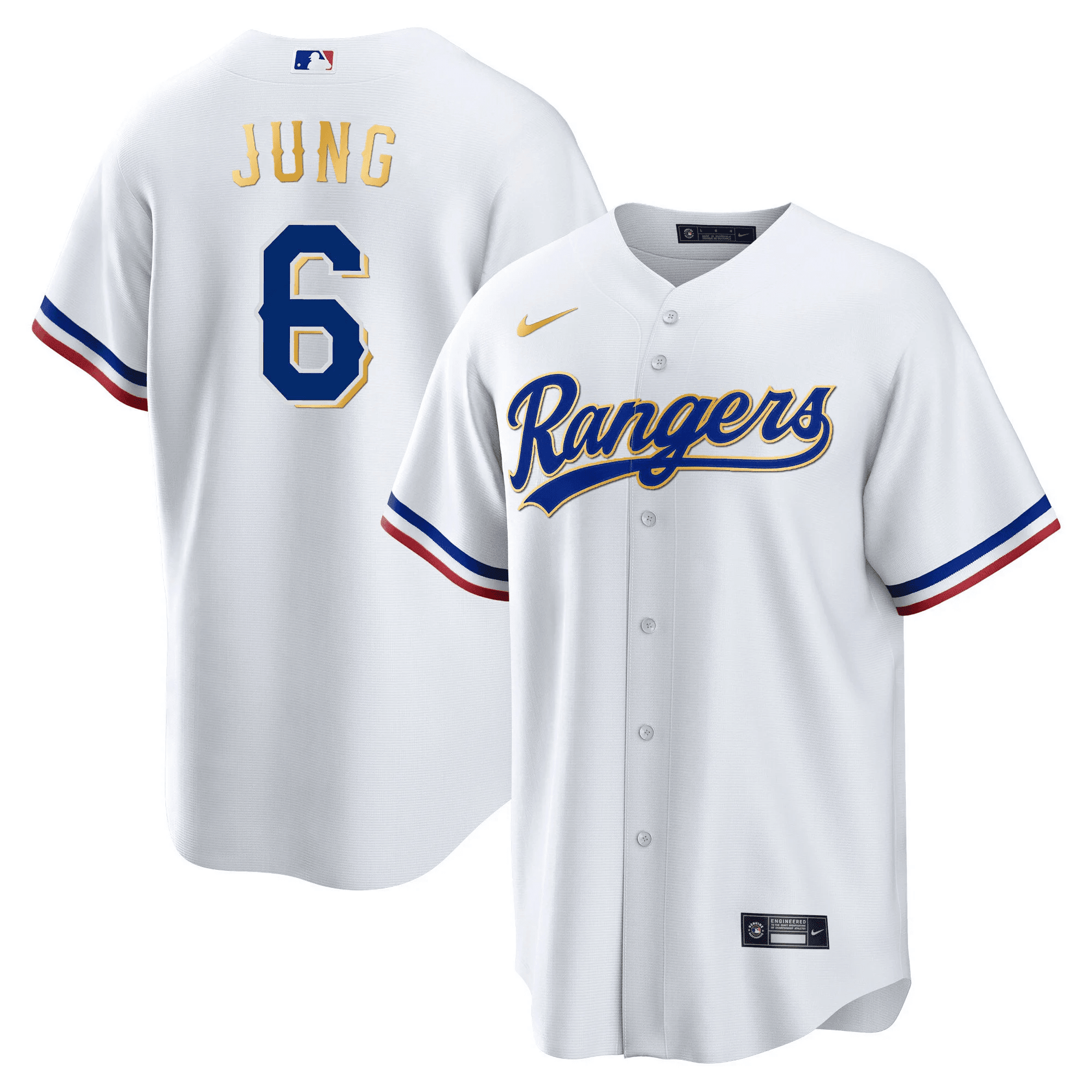 Josh Jung Men's Texas Rangers 2023 Gold Trim Cool White Jersey - All Stitched