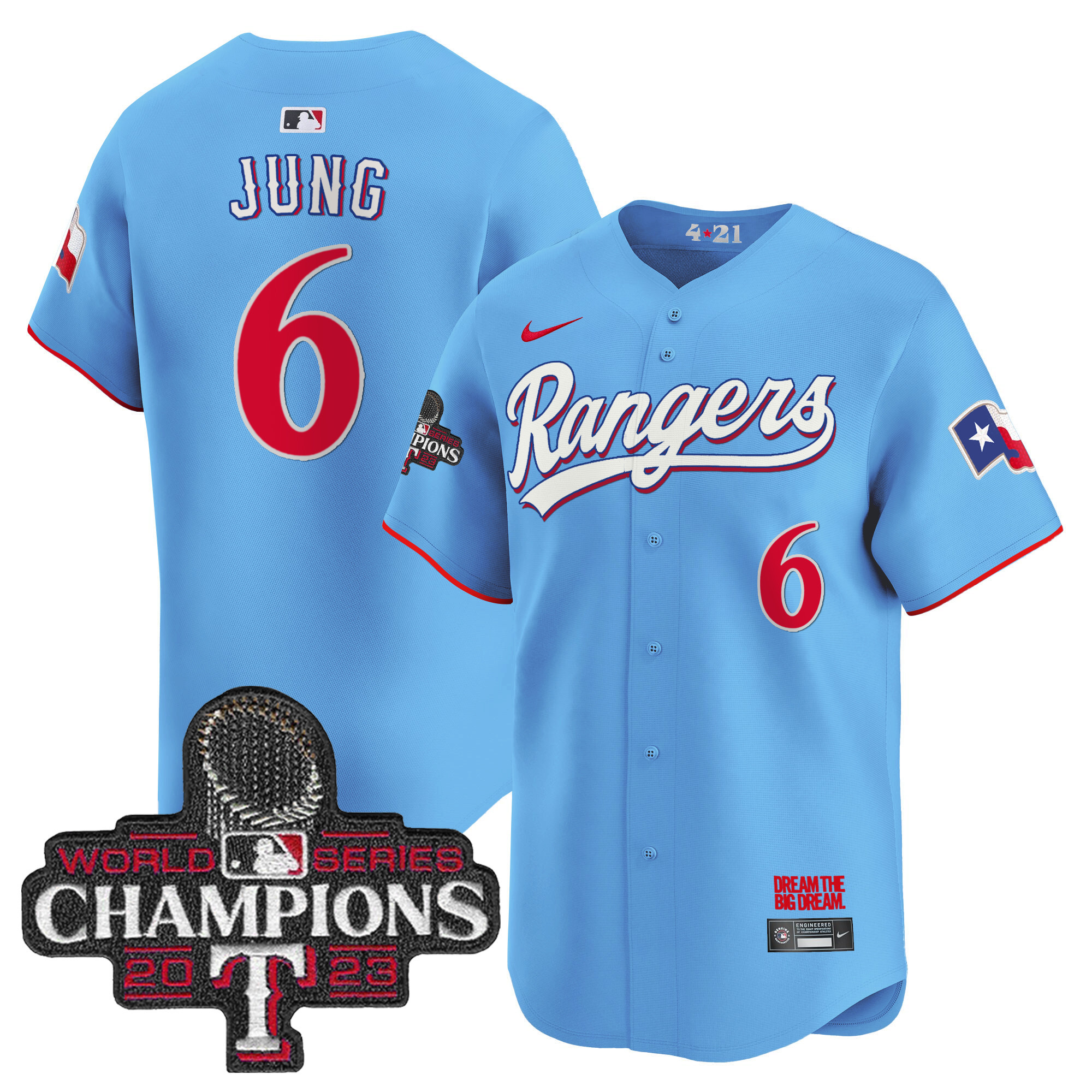 Josh Jung Men's Texas Rangers 2023 World Series Champions City Connect Vapor Premier Limited Blue Jersey - All Stitched