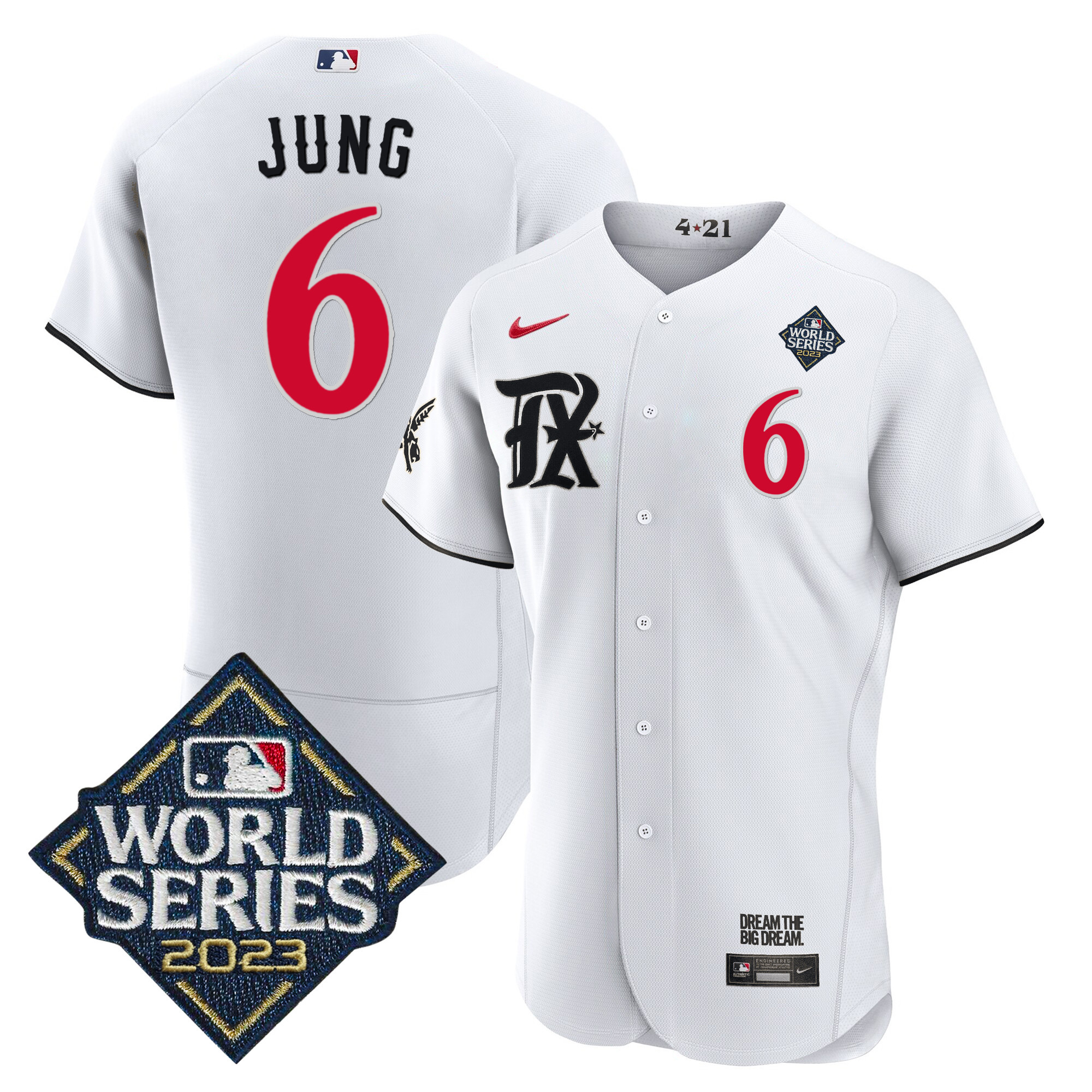 Josh Jung Men's Texas Rangers 2023 World Series City Connect Flex Base White Jersey - All Stitched