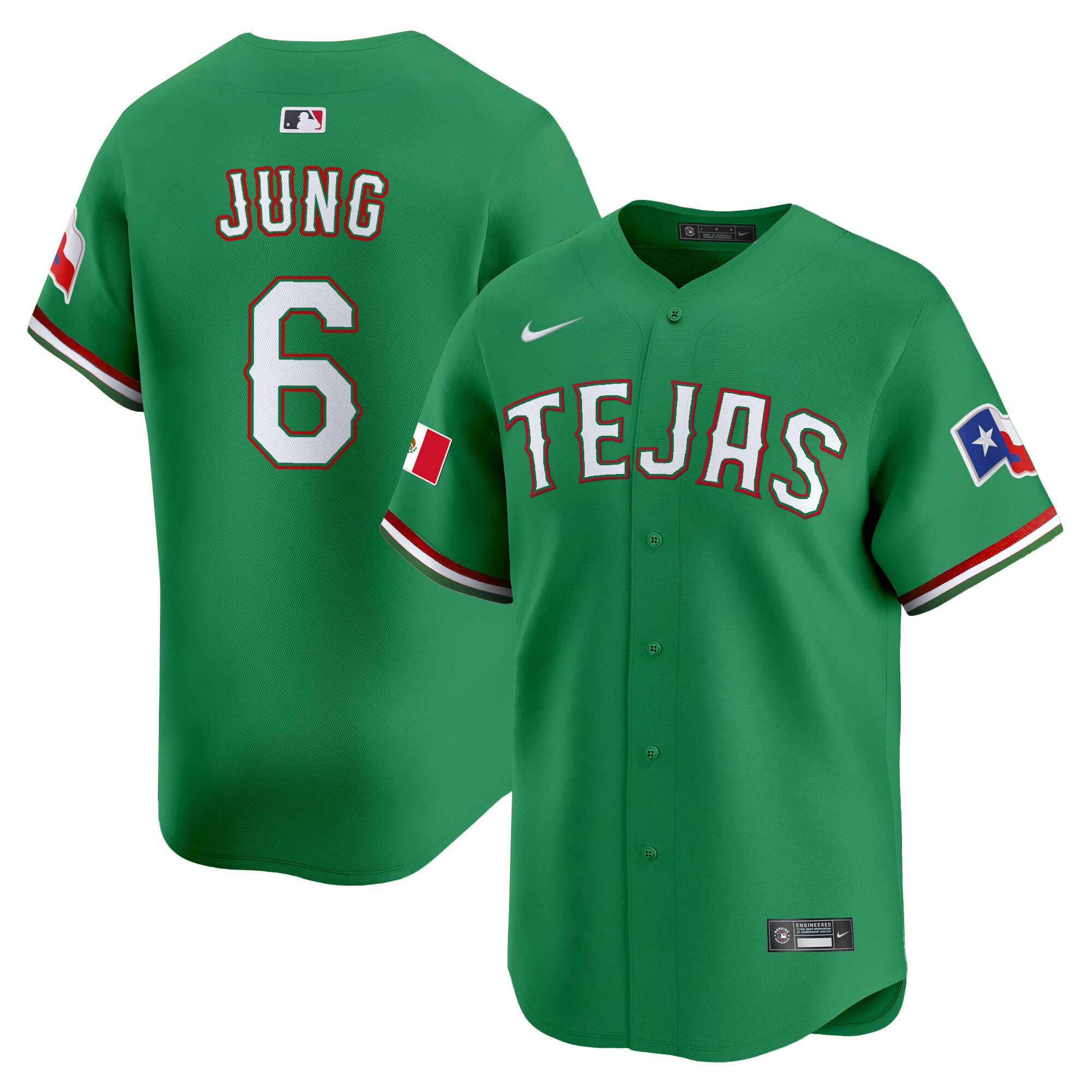 Josh Jung Men's Texas Rangers Mexico Vapor Premier Limited V2 Green Jersey - All Stitched