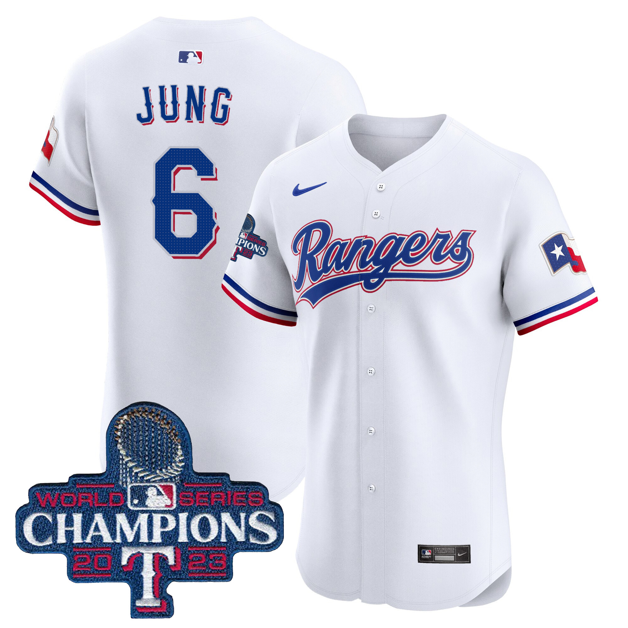 Josh Jung Men's Texas Rangers World Series Champions Vapor Premier Elite White Jersey - All Stitched