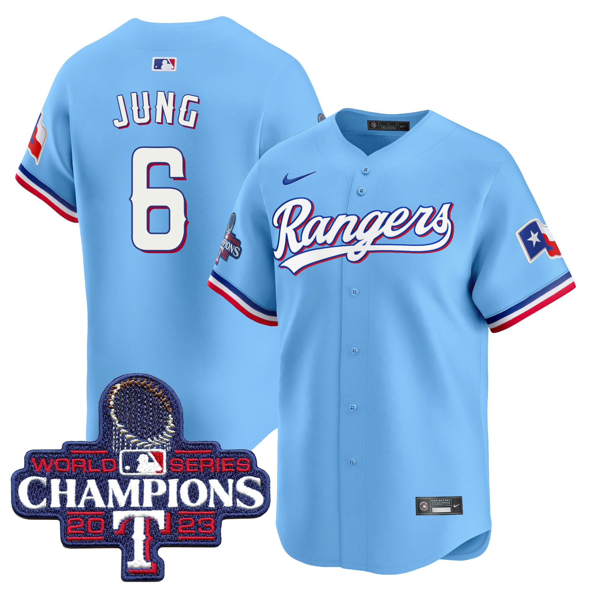 Josh Jung Men's Texas Rangers World Series Champions Vapor Premier Limited Blue Jersey - All Stitched