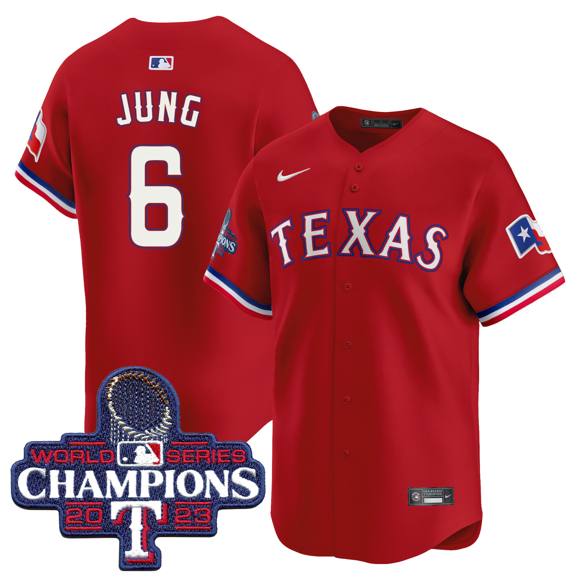 Josh Jung Men's Texas Rangers World Series Champions Vapor Premier Limited Red Jersey - All Stitched