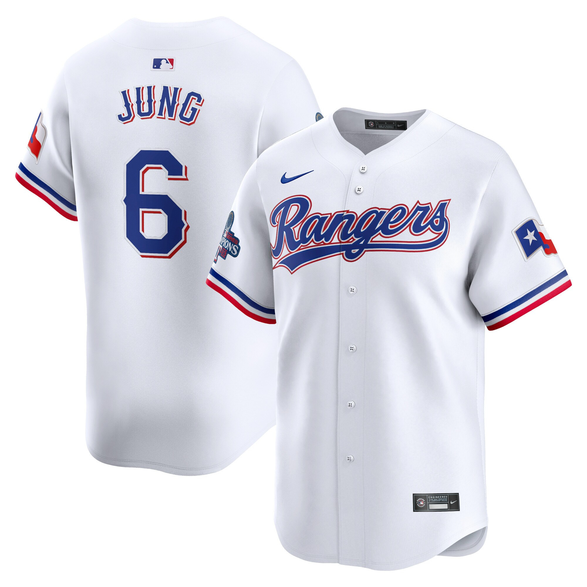 Josh Jung Texas Rangers Home 2023 World Series Champions Limited - White Jersey - All Stitched