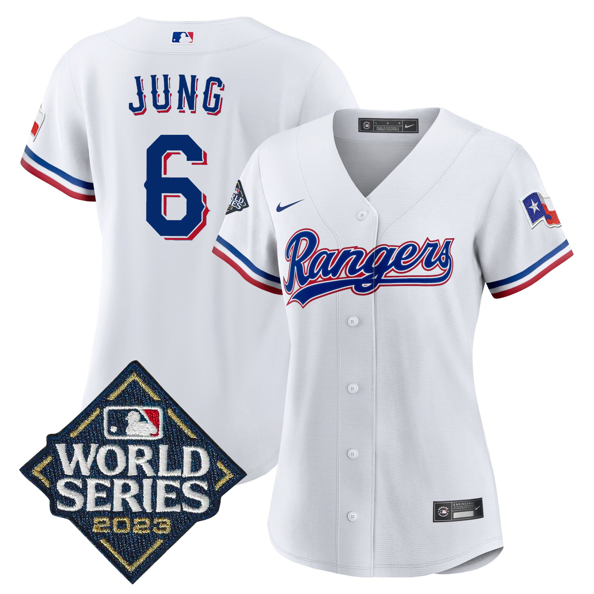 Josh Jung Women's Texas Rangers 2023 World Series Baseball White Jersey - All Stitched