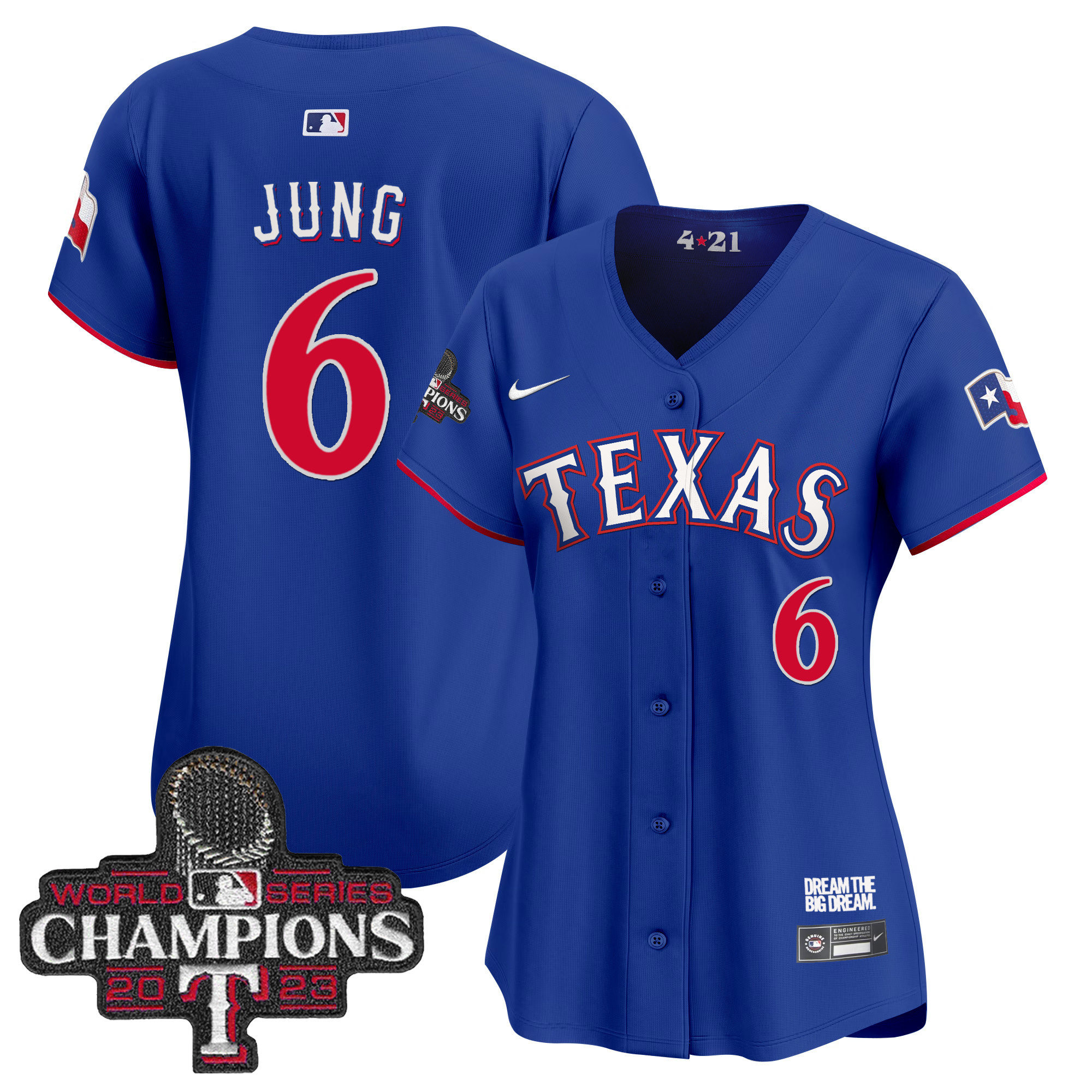 Josh Jung Women's Texas Rangers 2023 World Series Champions City Connect Vapor Premier Limited Royal Jersey - All Stitched