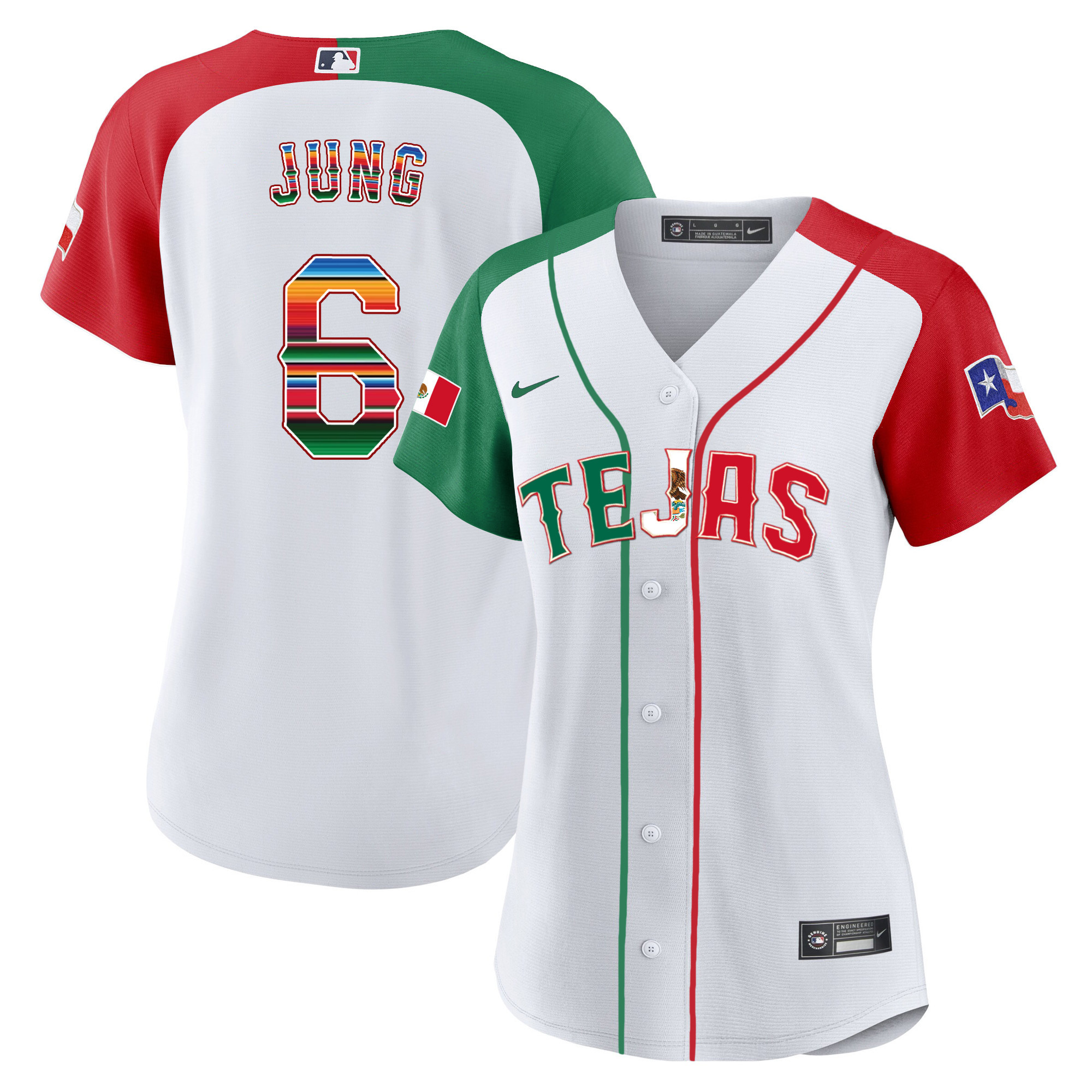 Josh Jung Women's Texas Rangers Mexico Flag Alternate Jersey - All Stitched