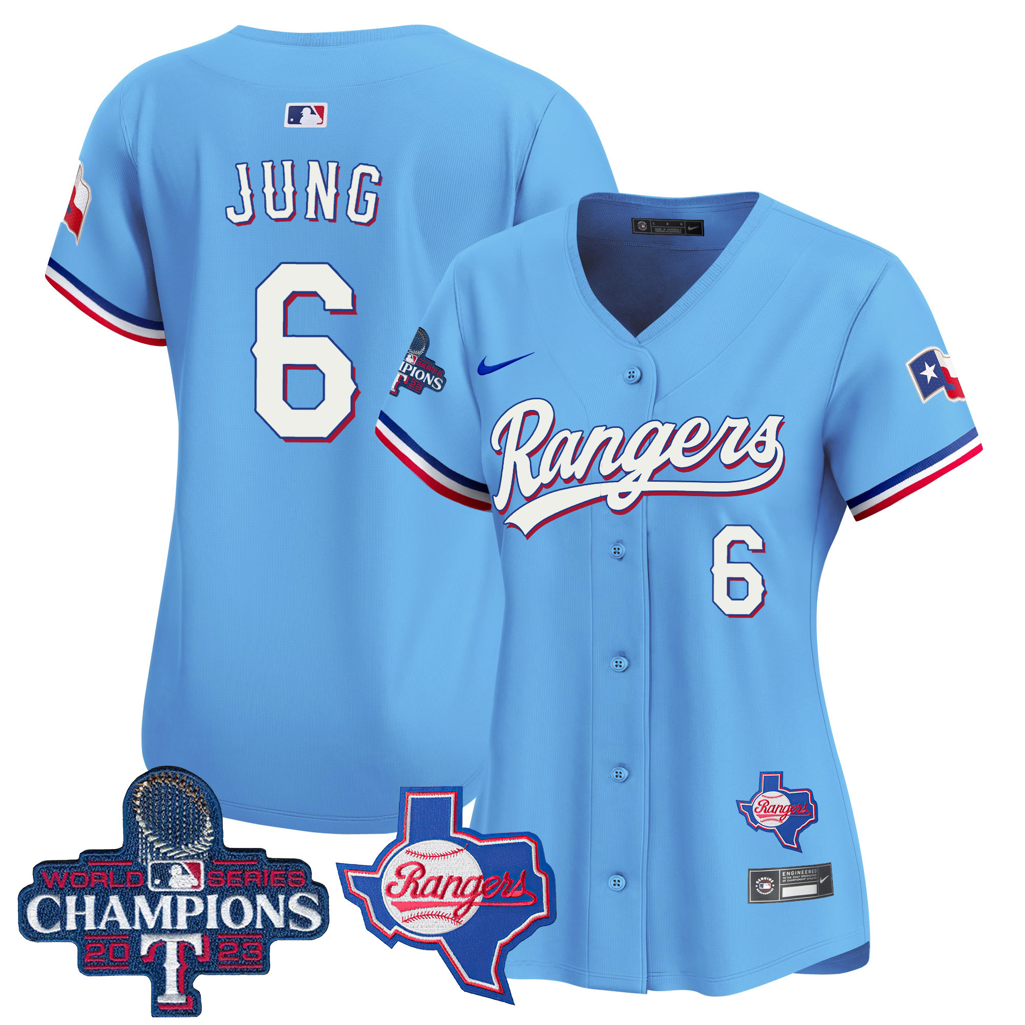 Josh Jung Women's Texas Rangers World Series Champions Vapor Premier Limited V2 Blue Jersey - All Stitched